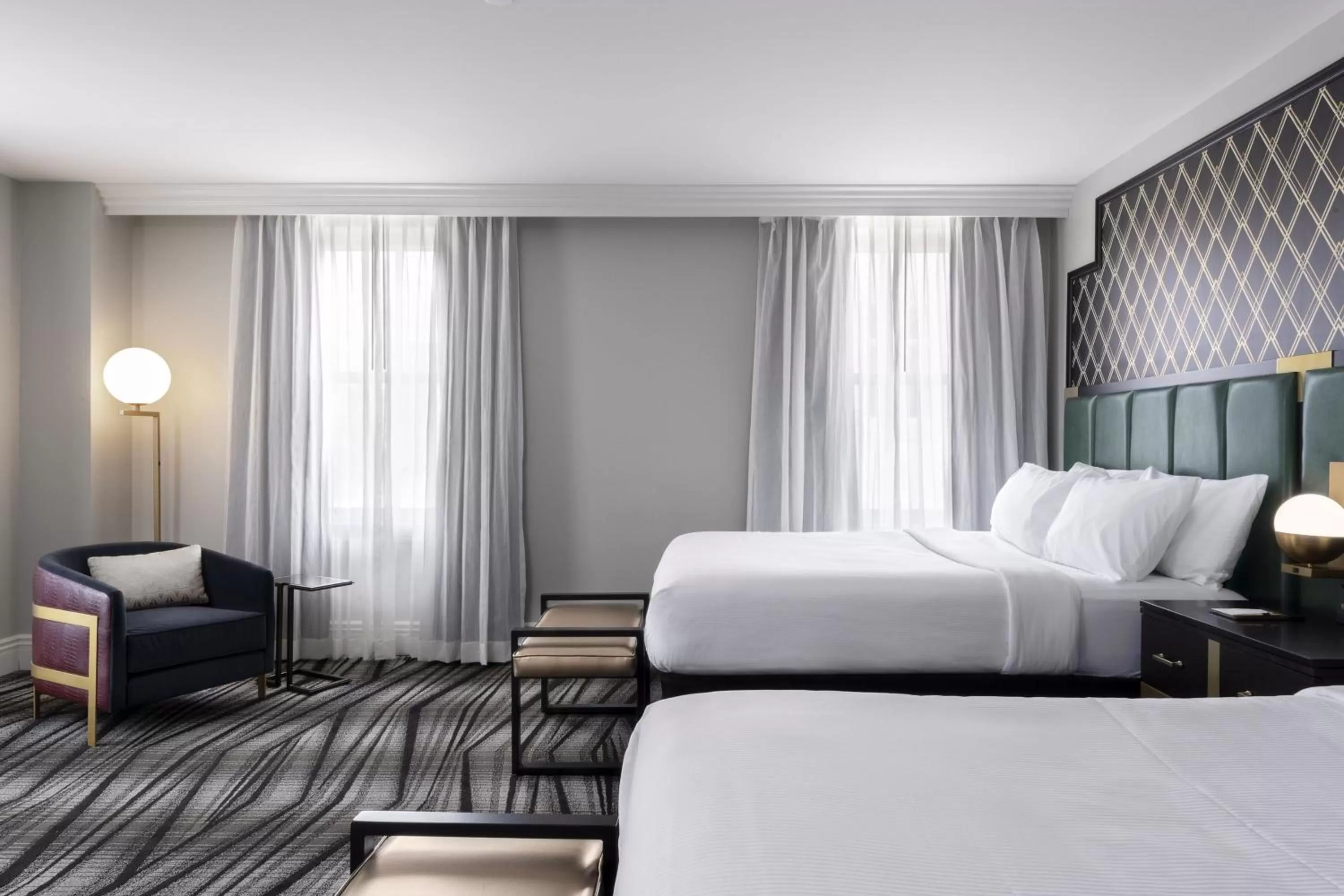 Queen Room with Two Queen Beds and Roll-In Shower - Mobility and Hearing Accessible in The Warrior Hotel, Autograph Collection