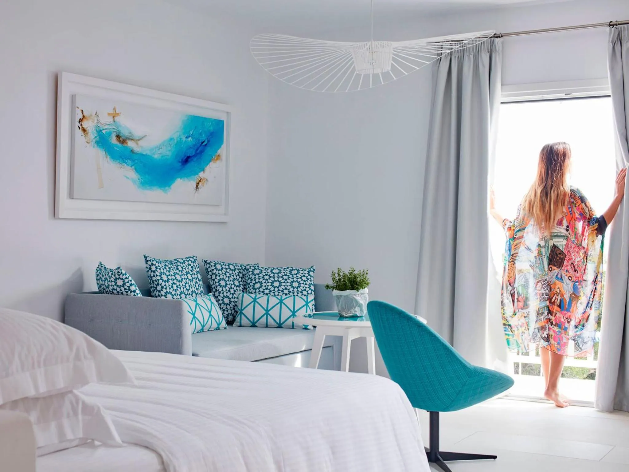 Bedroom, Bed in Myconian Ambassador Relais & Chateaux