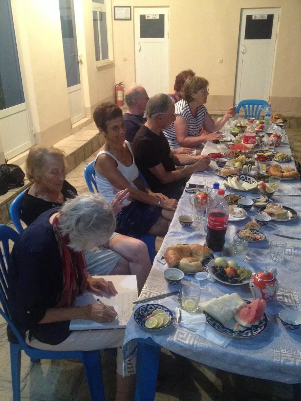 People in Bukhara house hotel