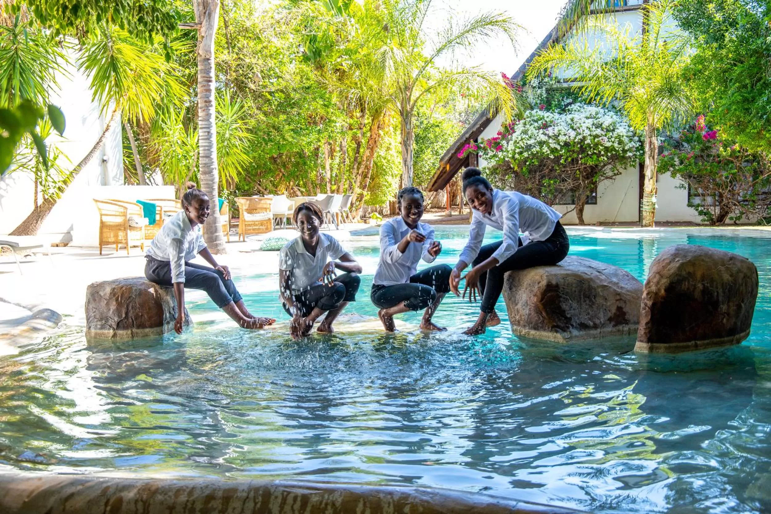 People in Out of Africa Town Lodge