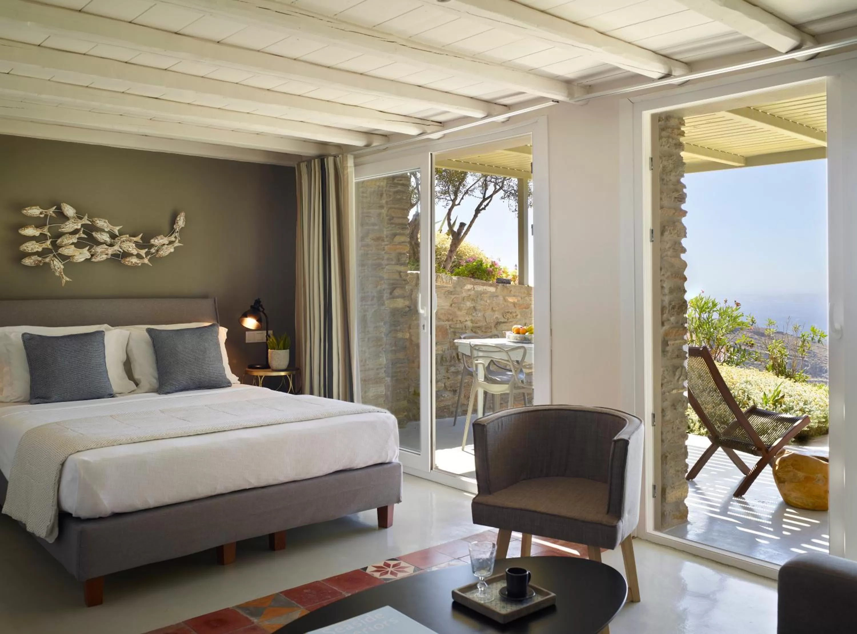 Balcony/Terrace, Bed in Aeolis Tinos Suites