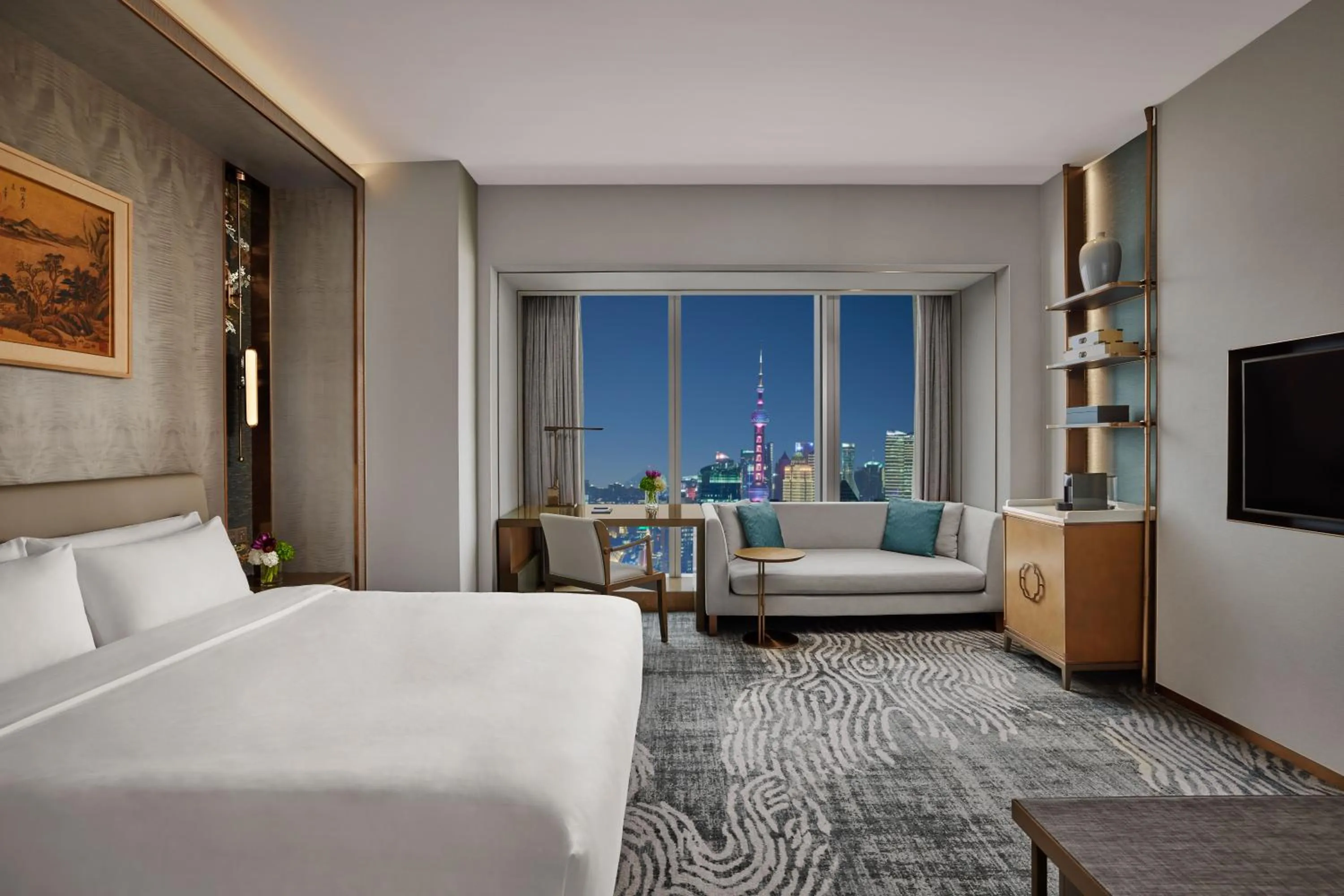 View (from property/room), Bed in Conrad Shanghai
