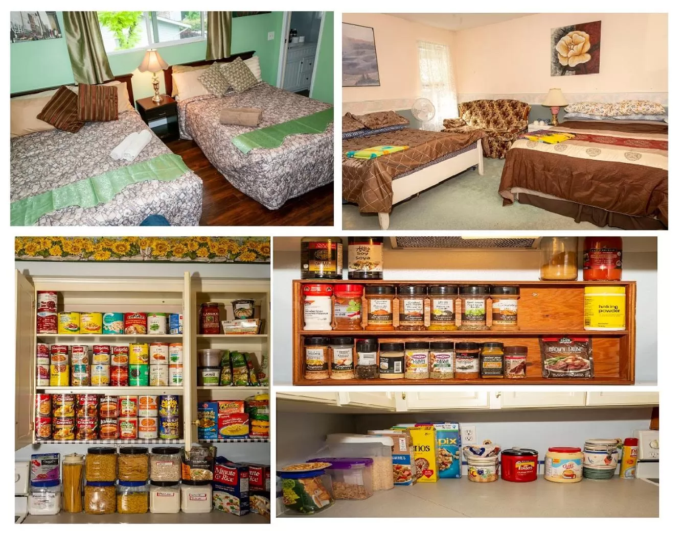 Bed in Anita's Bed & Breakfast Master Bedroom with 2 Queen Beds - 4 People