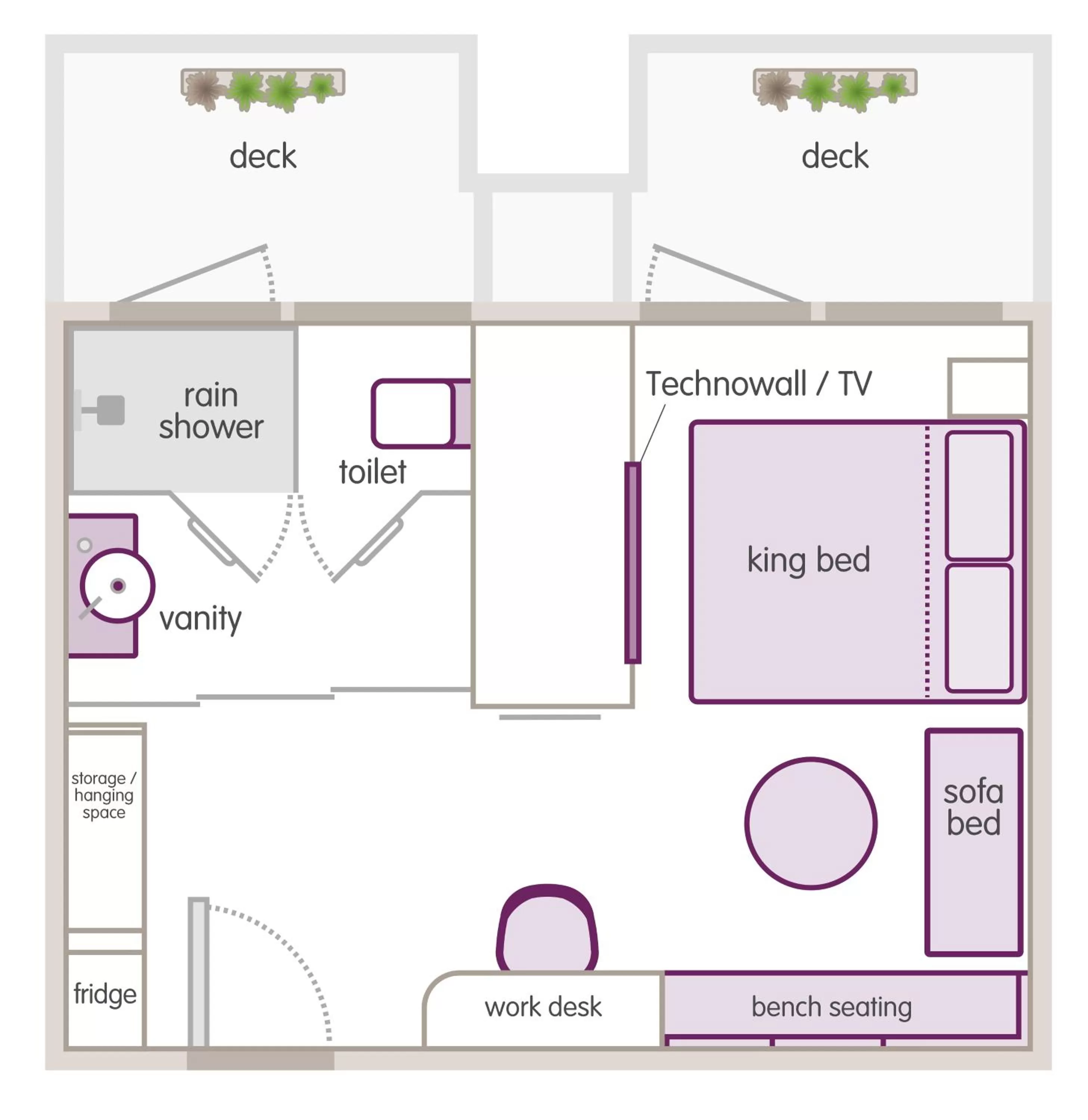 Floor plan in YOTEL Singapore Orchard Road