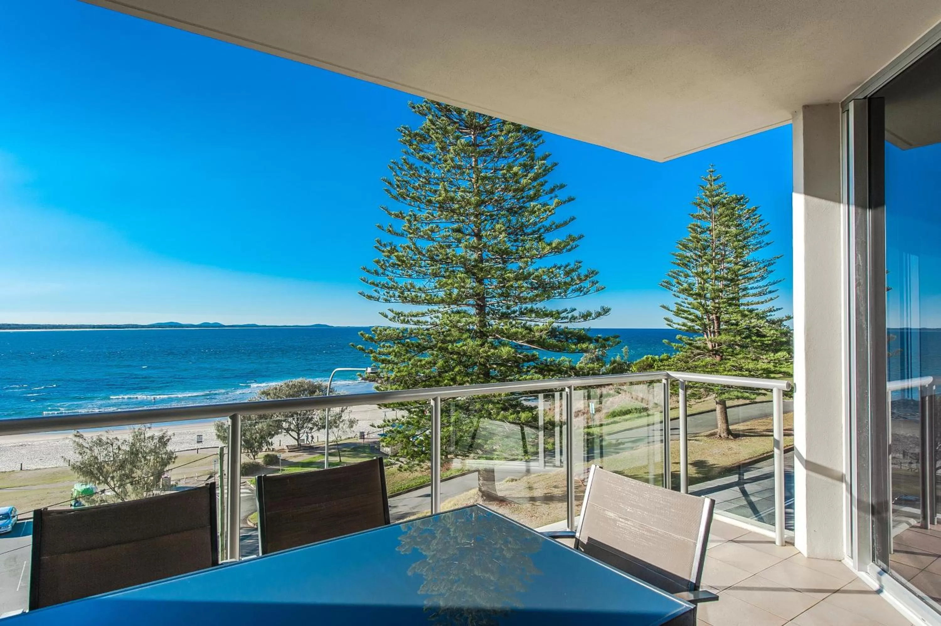 Balcony/Terrace, Pool View in Sandcastle Apartments