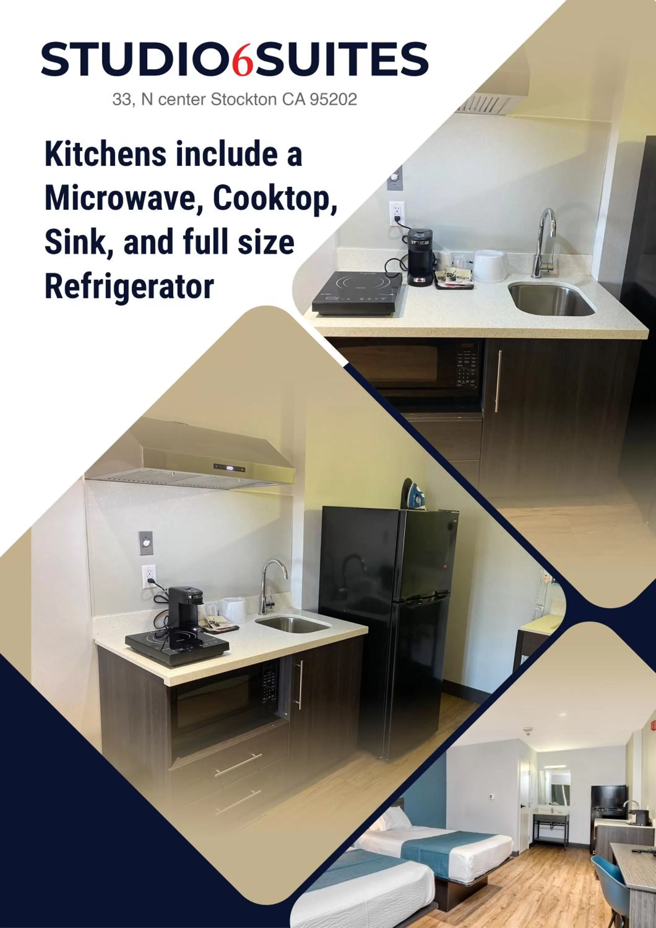 Kitchen or kitchenette in Studio 6 Suites Stockton, CA Waterfront