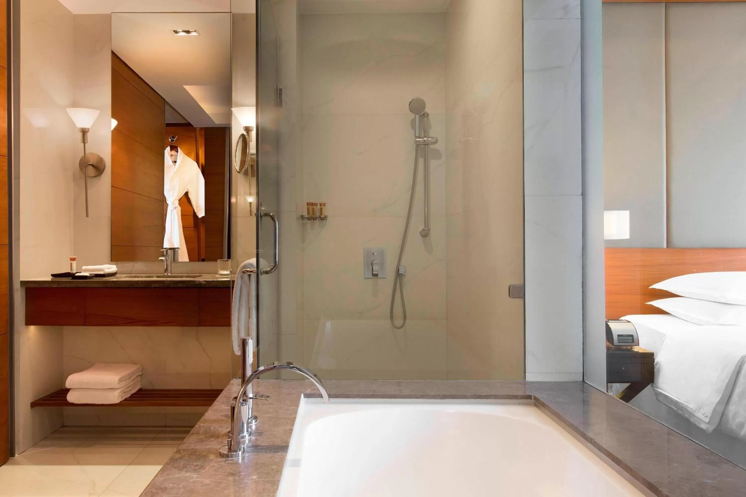 Bathroom, Bed in Sheraton Hyderabad Hotel