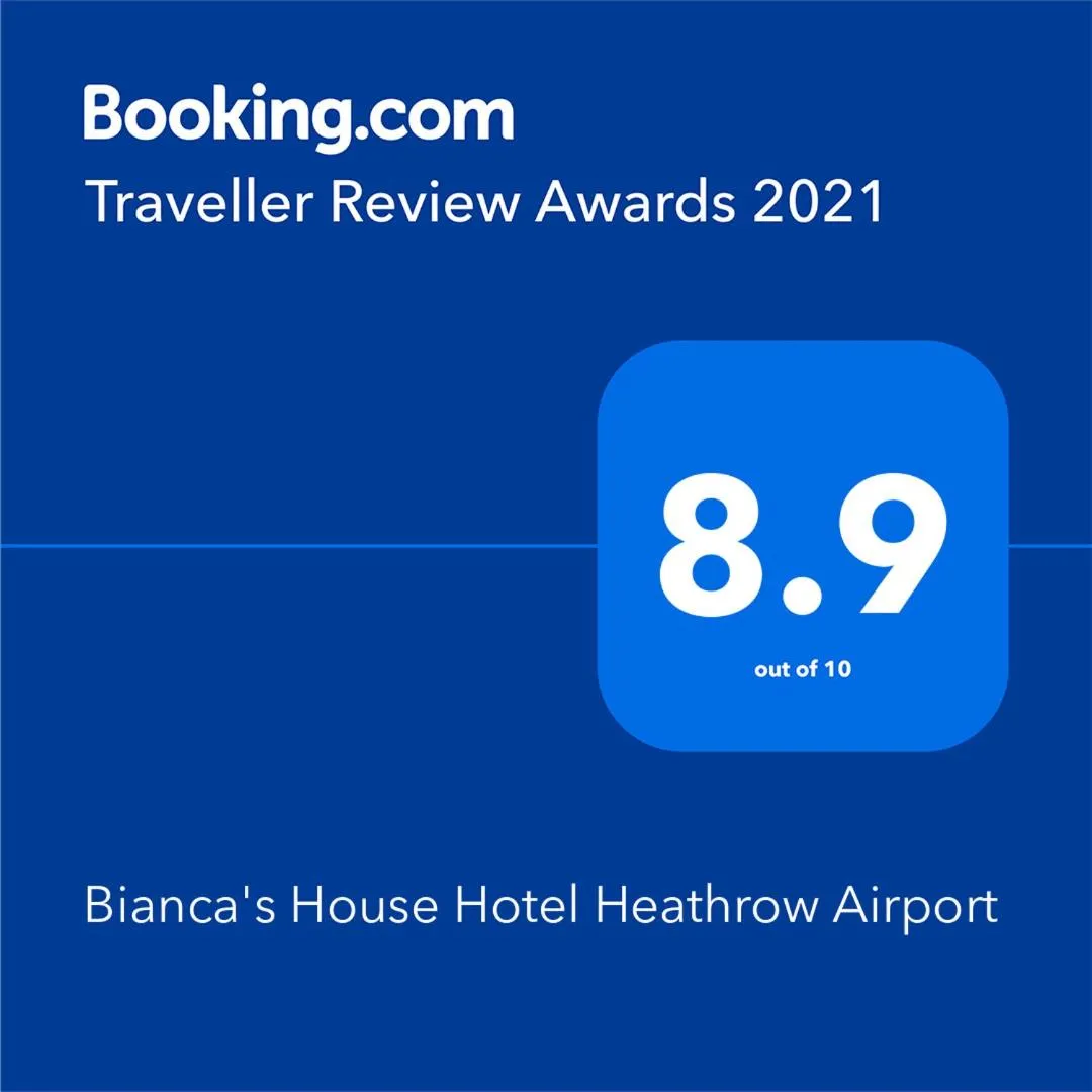 Logo/Certificate/Sign in Bianca's House Hotel Heathrow Airport