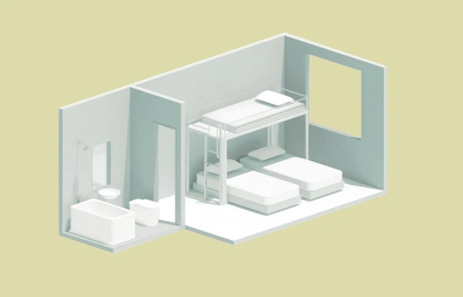 Floor plan, Bed in IMANO OSAKA SHINSAIBASHI HOSTEL