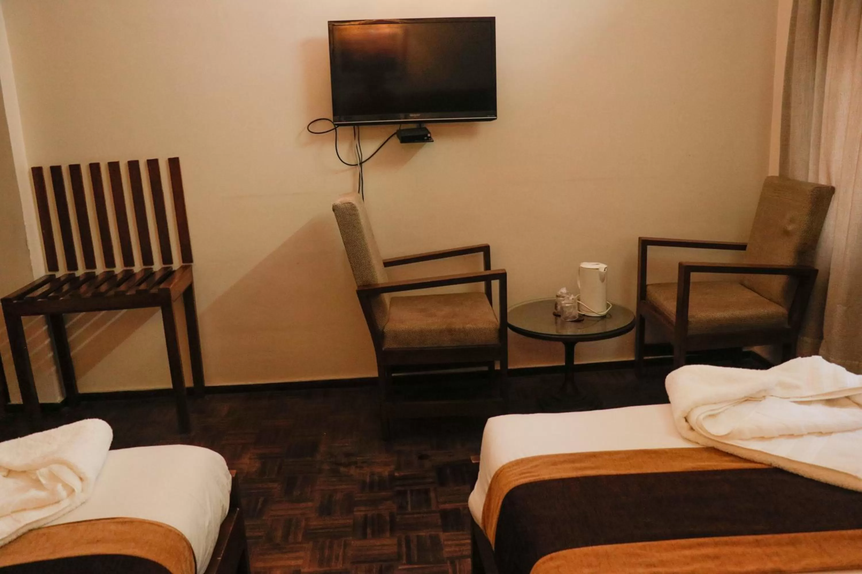 Communal lounge/ TV room, Bed in Hotel ThorongLa Thamel