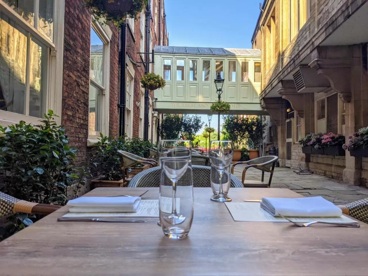 Patio in Angel and Royal Hotel