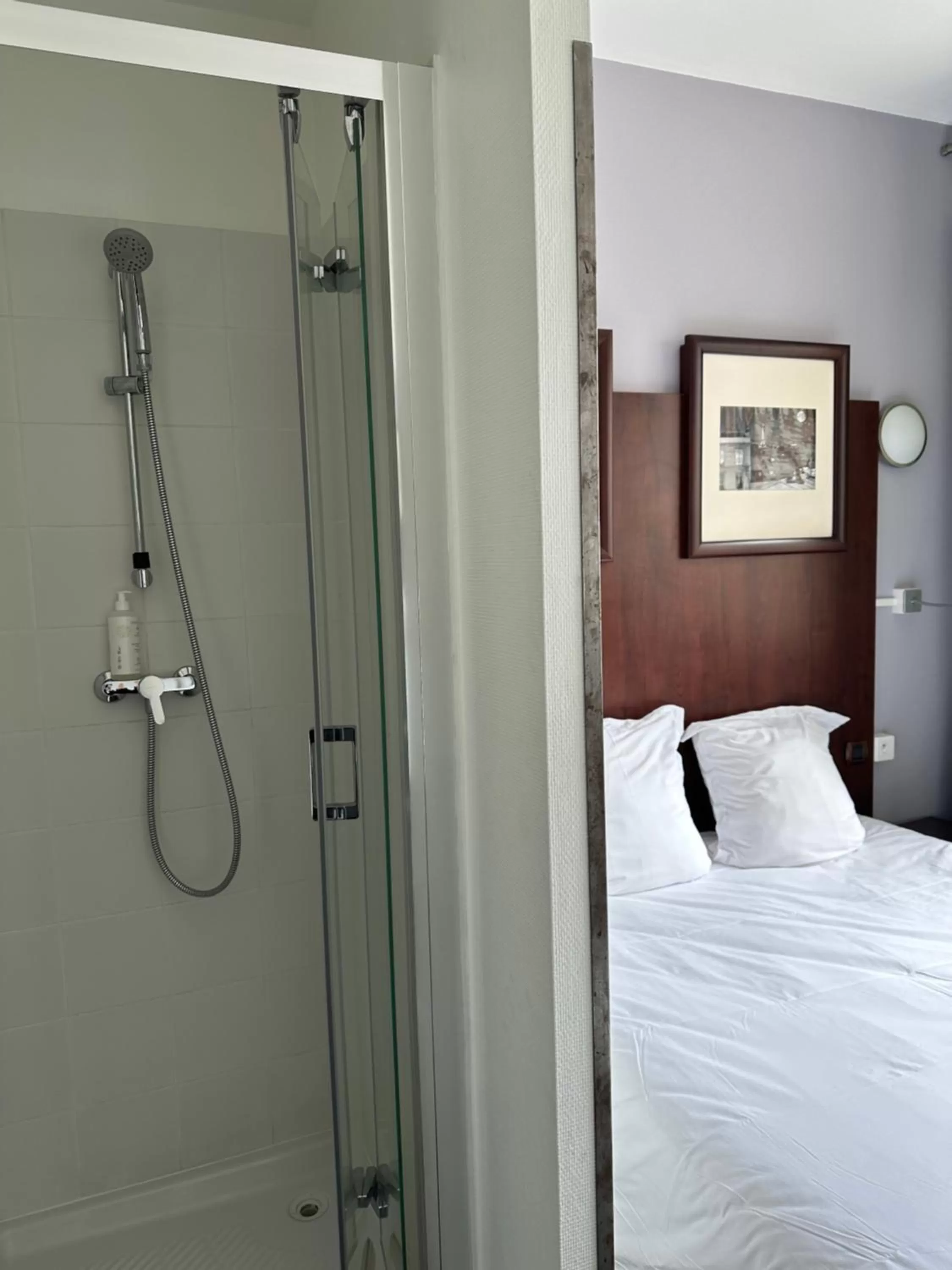 Shower, Bed in Hôtel Du Centre Annemasse