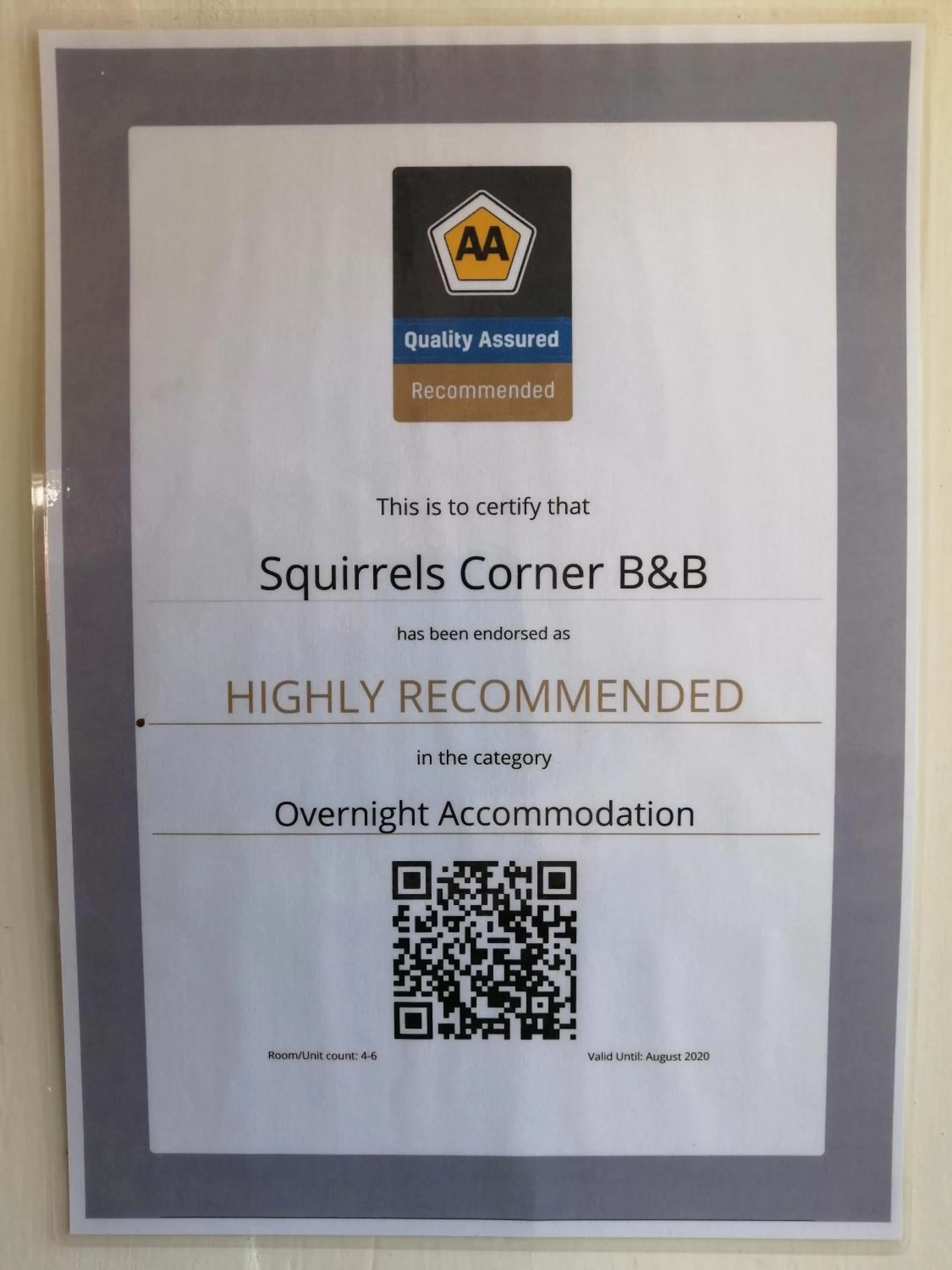Certificate/Award in Squirrels Corner