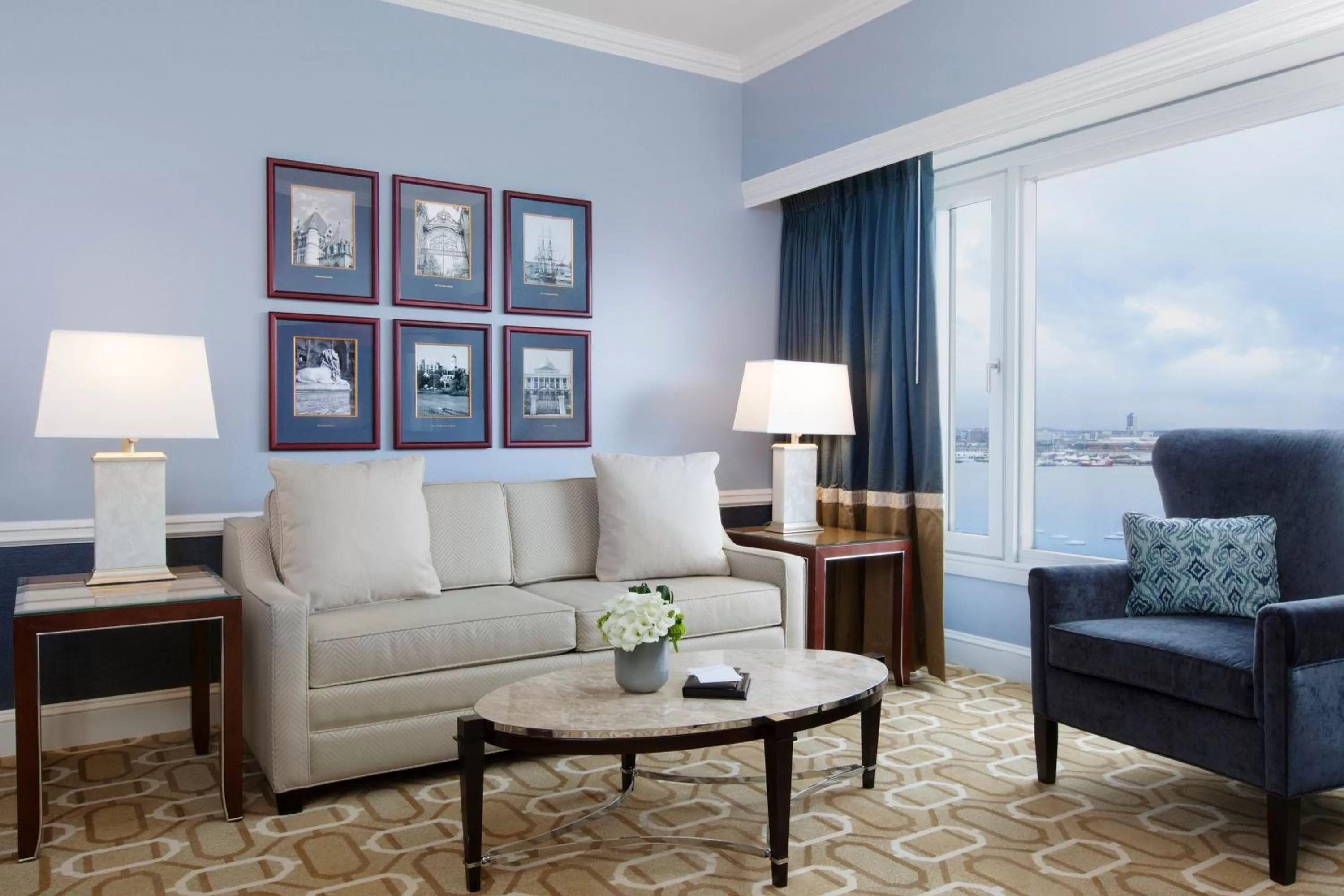 Living room in Boston Harbor Hotel
