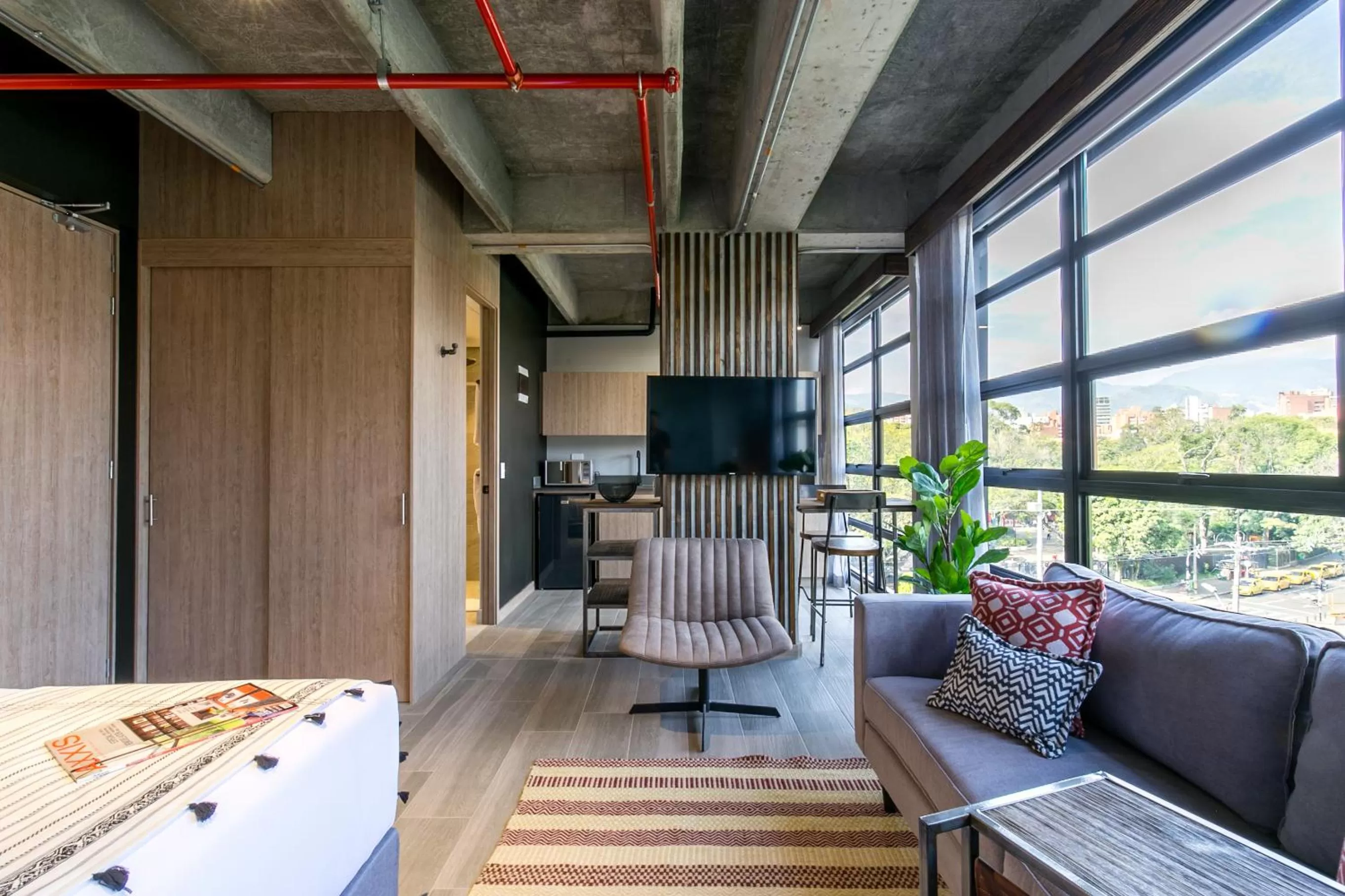 Bed in Factory Lofts Hotel