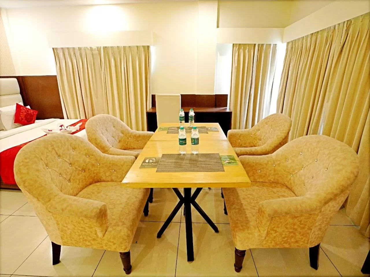 Dining area, Bed in Indira Nikunj Rubystone Exotic