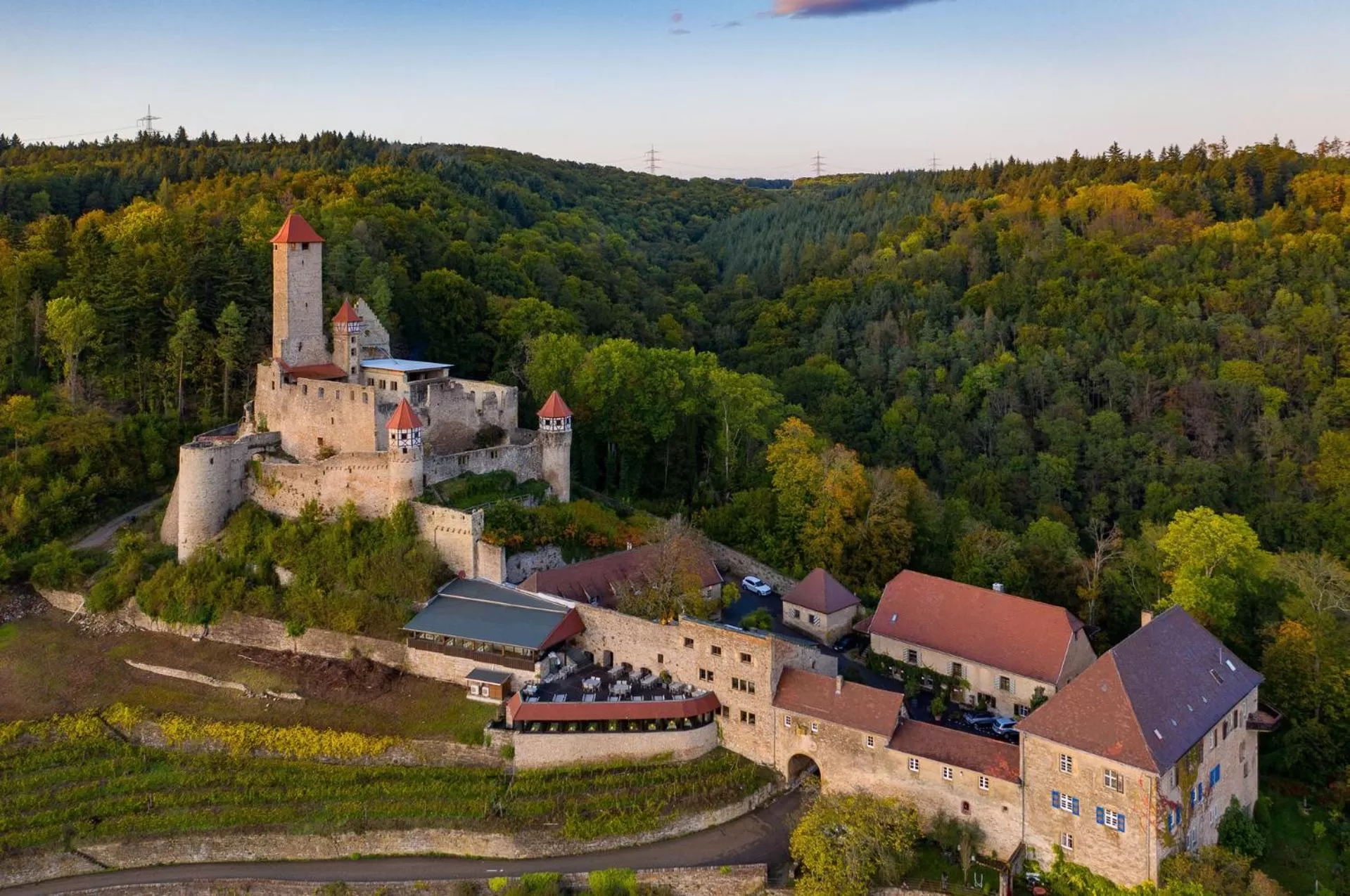 Bird's eye view in Hotel-Restaurant Burg Hornberg