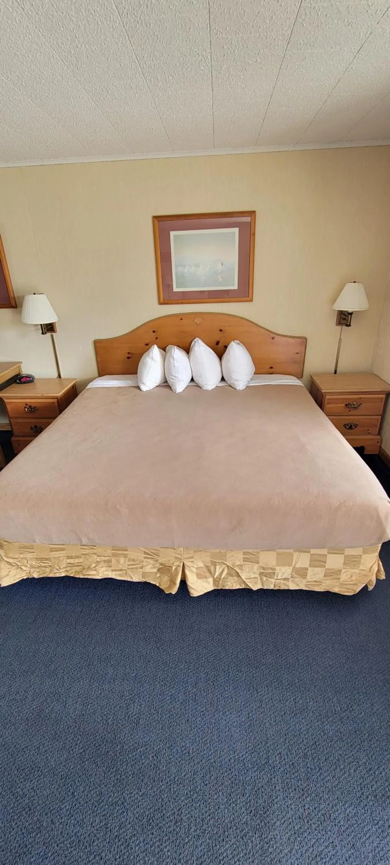 Bed in Thunderbird Inn of Mackinaw City