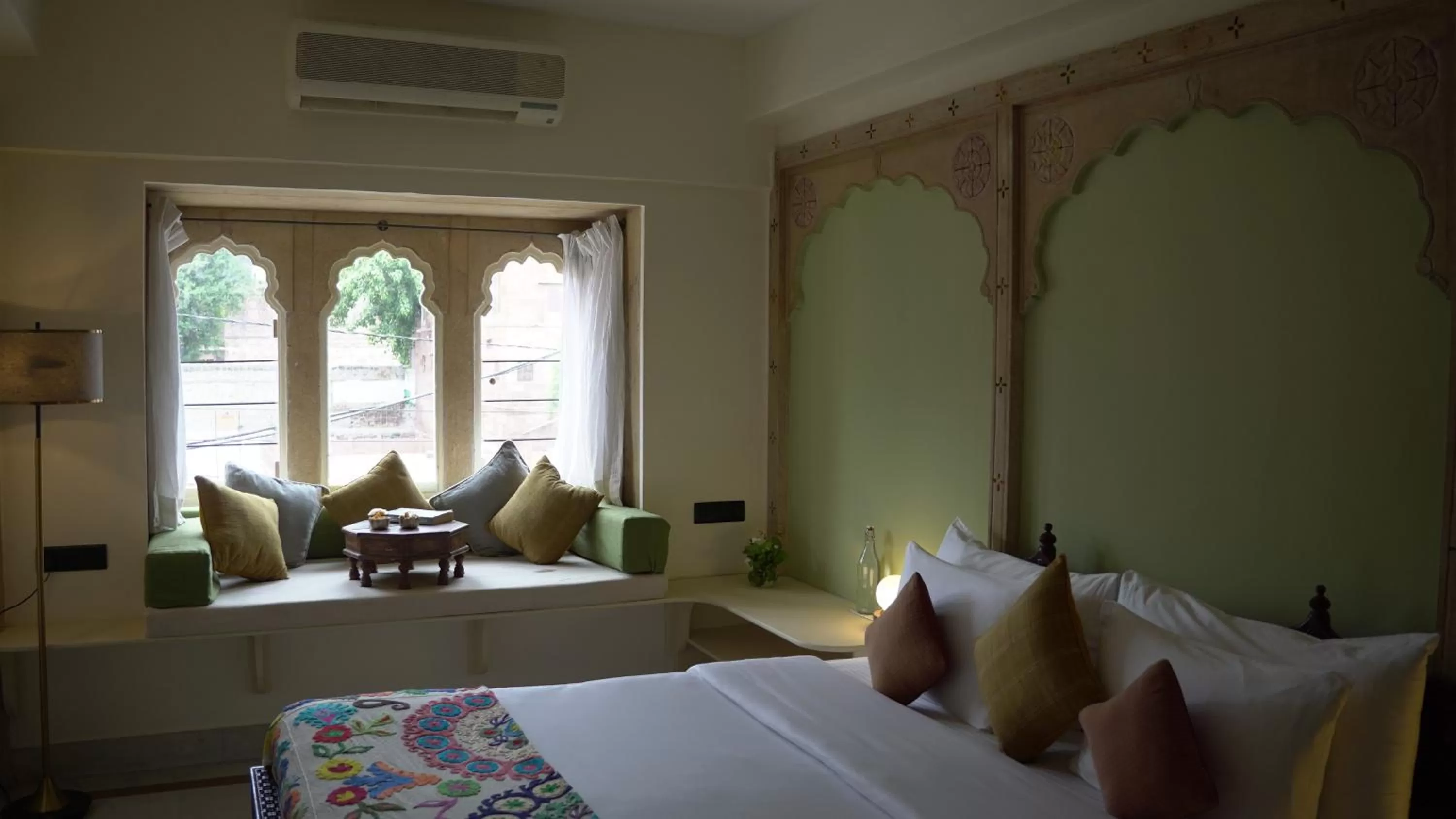 Bed, Seating Area in The Stepwell Hotel