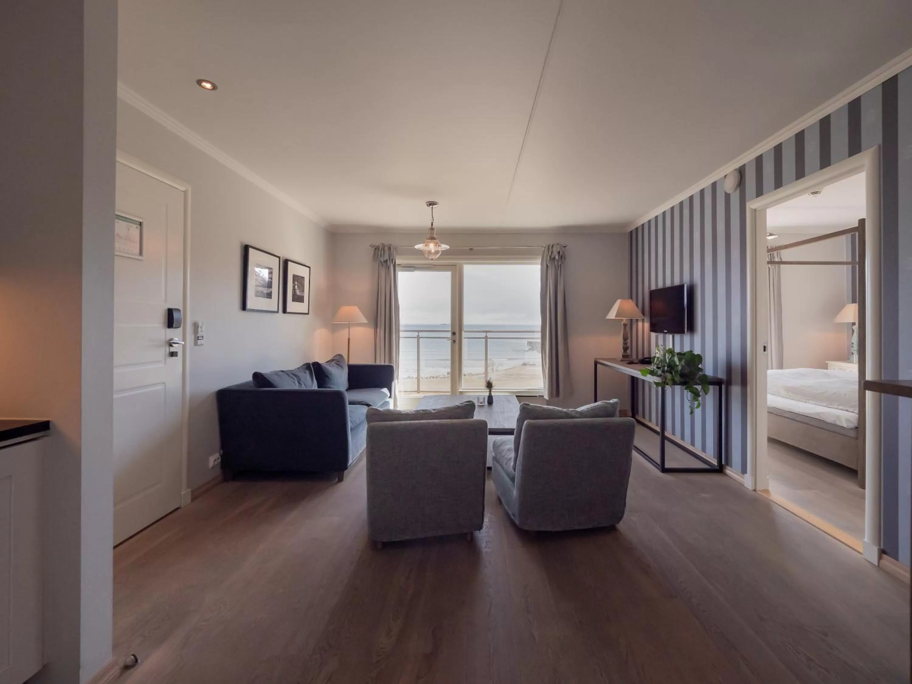 View (from property/room), Bed in Strand Hotel Fevik - by Classic Norway Hotels