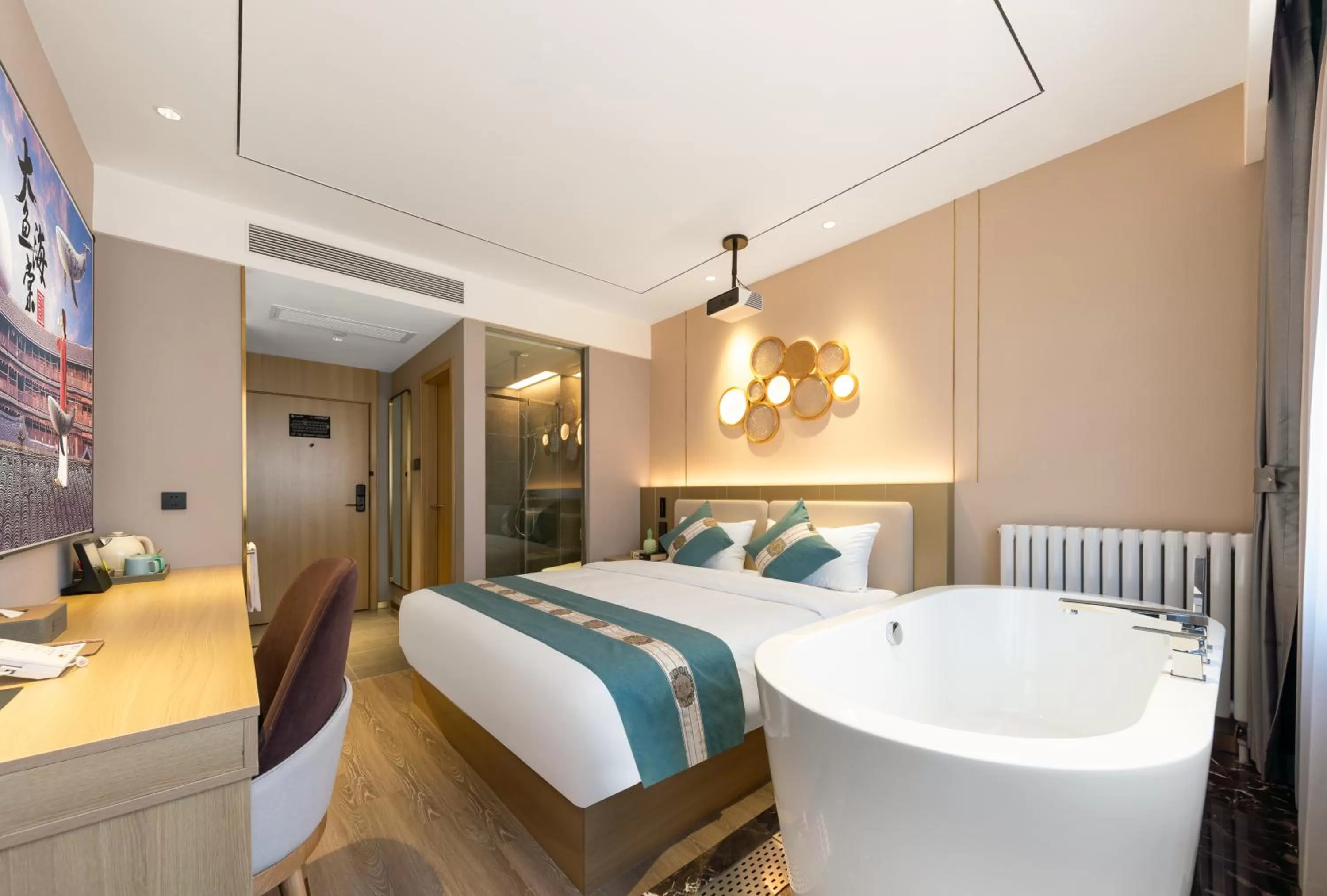 Bed in East Sacred Hotel-Beijing Tiananmen Square,the Forbidden City,Wangfujing Street