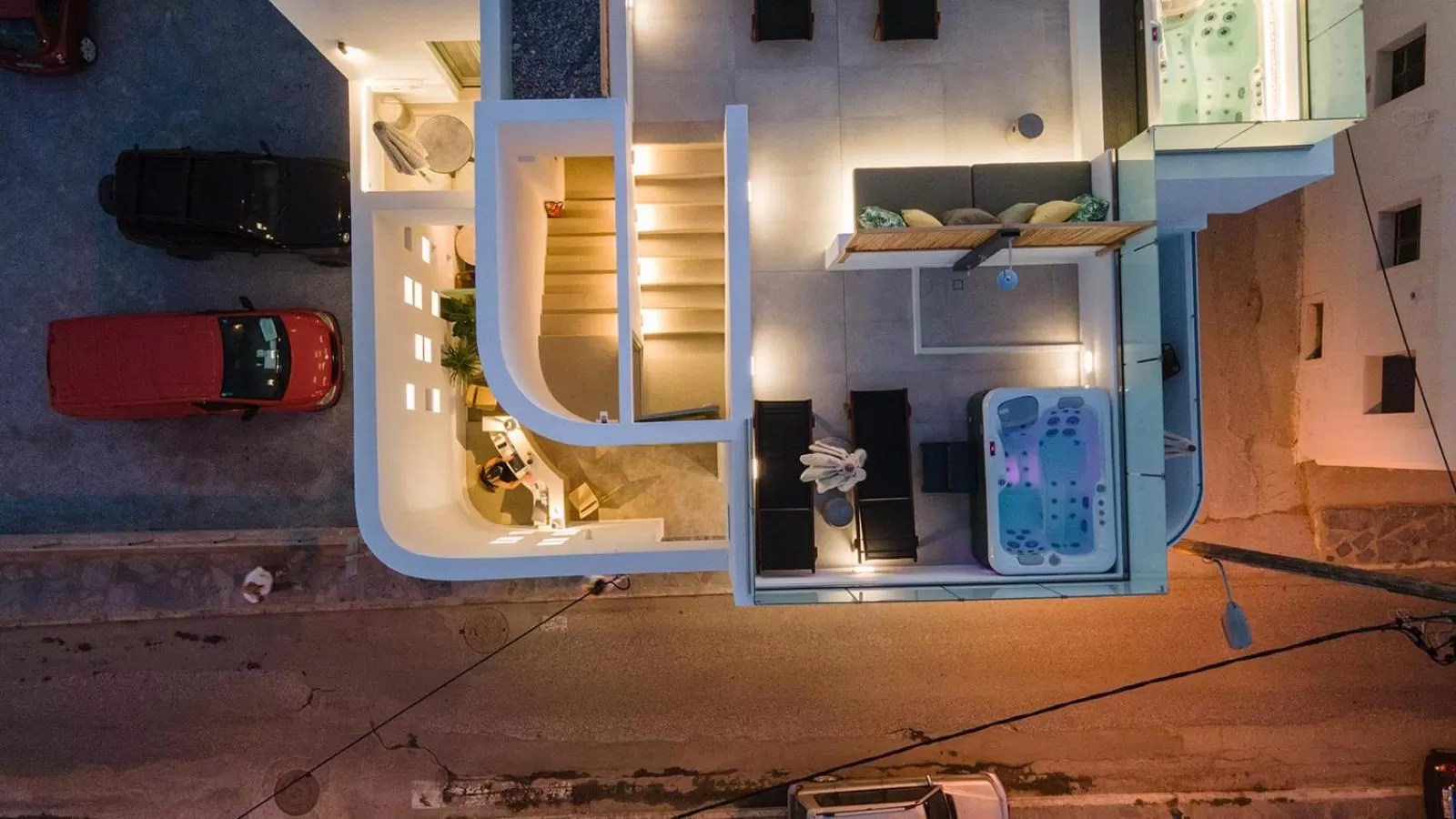 Night, Kitchen/Kitchenette in Makava Suites Naxos