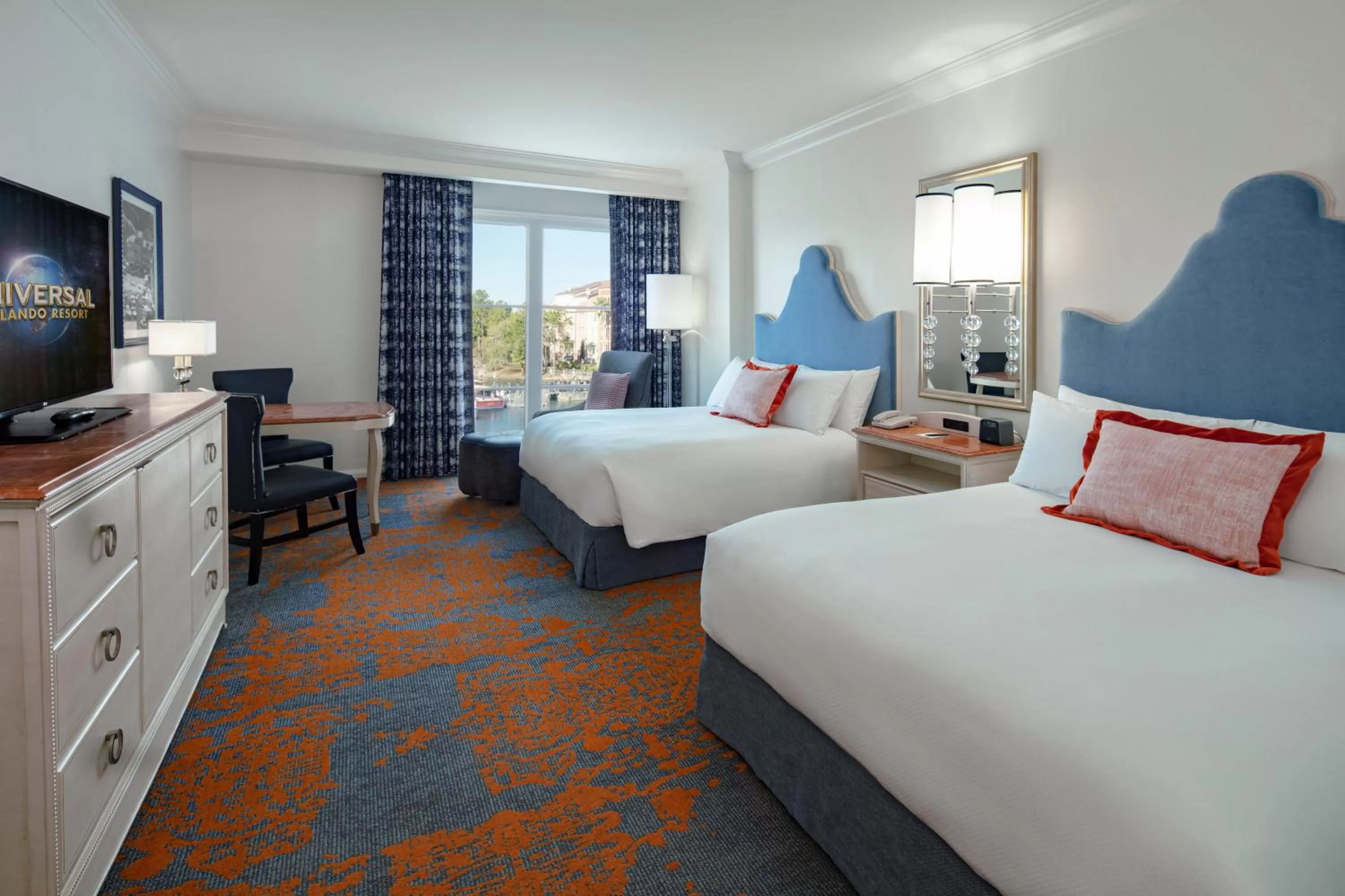 Photo of the whole room, Bed in Universal's Loews Portofino Bay Hotel