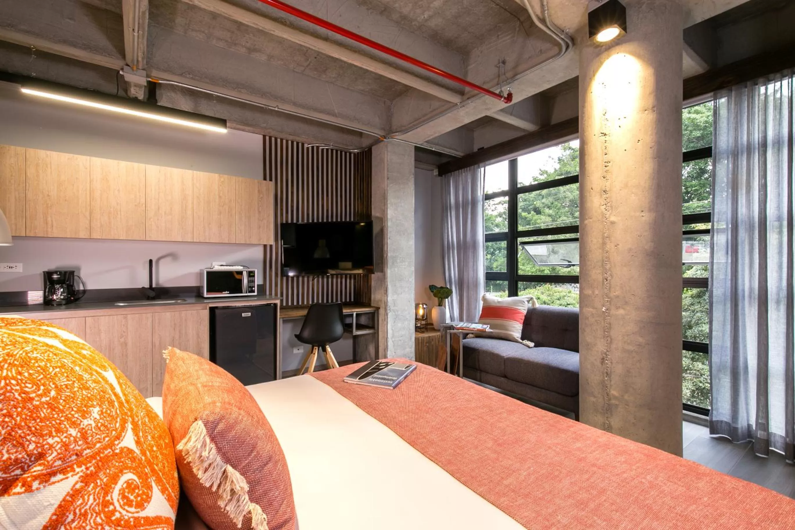 Bed in Factory Lofts Hotel