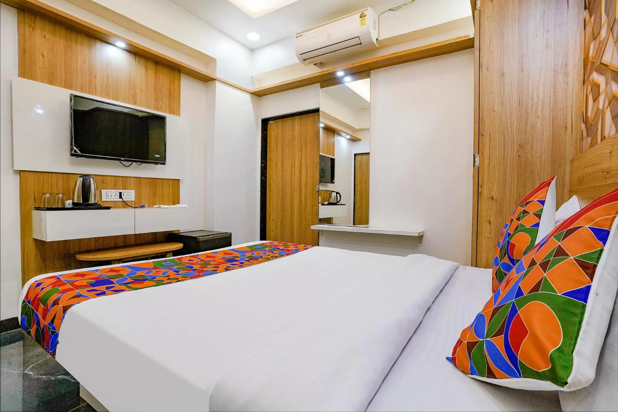 TV and multimedia, Bed in FabHotel Galaxy Stay - Nr Morya Hospital