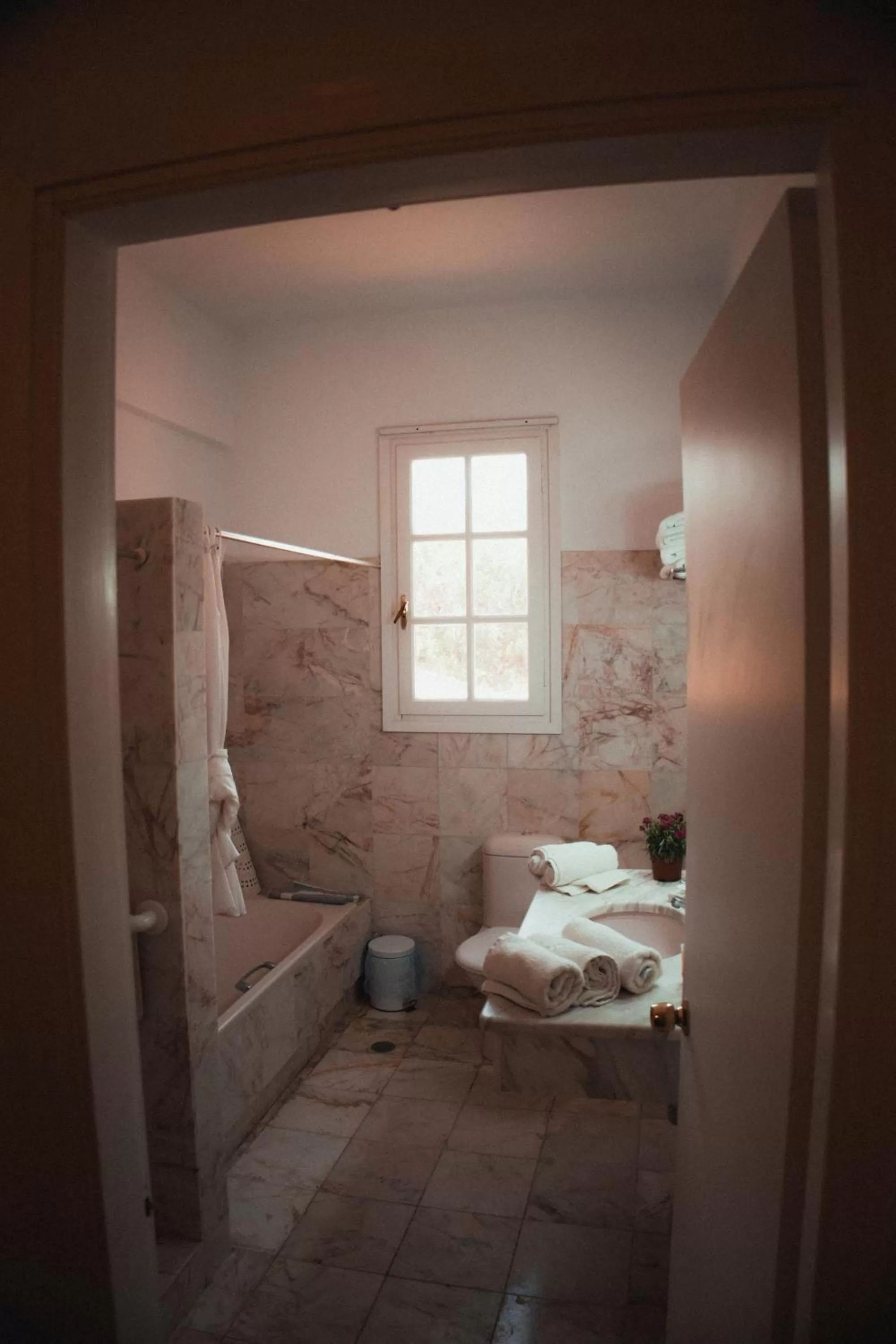 Bathroom, Bed in Villa Olympia