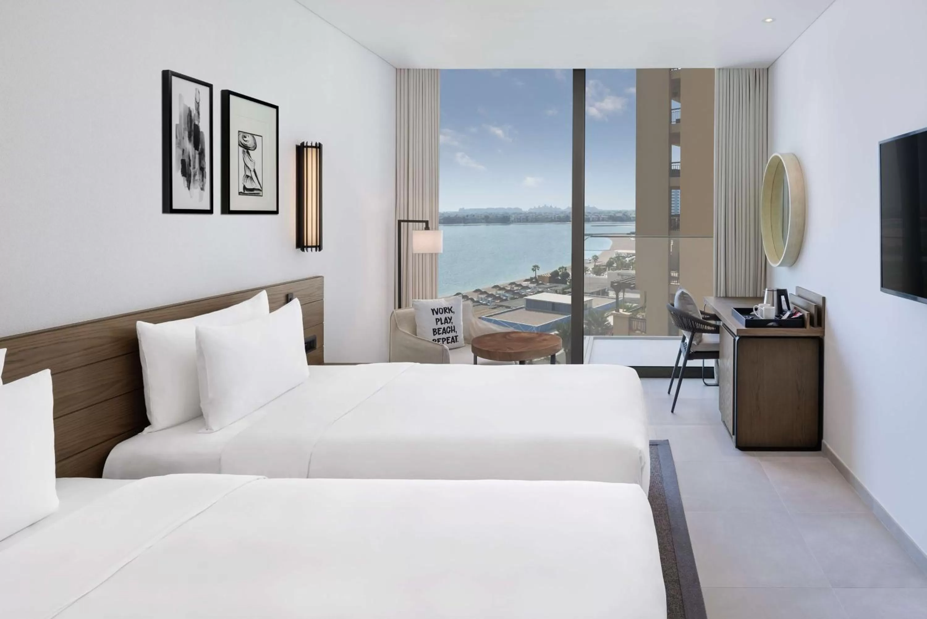 Bedroom, Bed in Radisson Beach Resort Palm Jumeirah