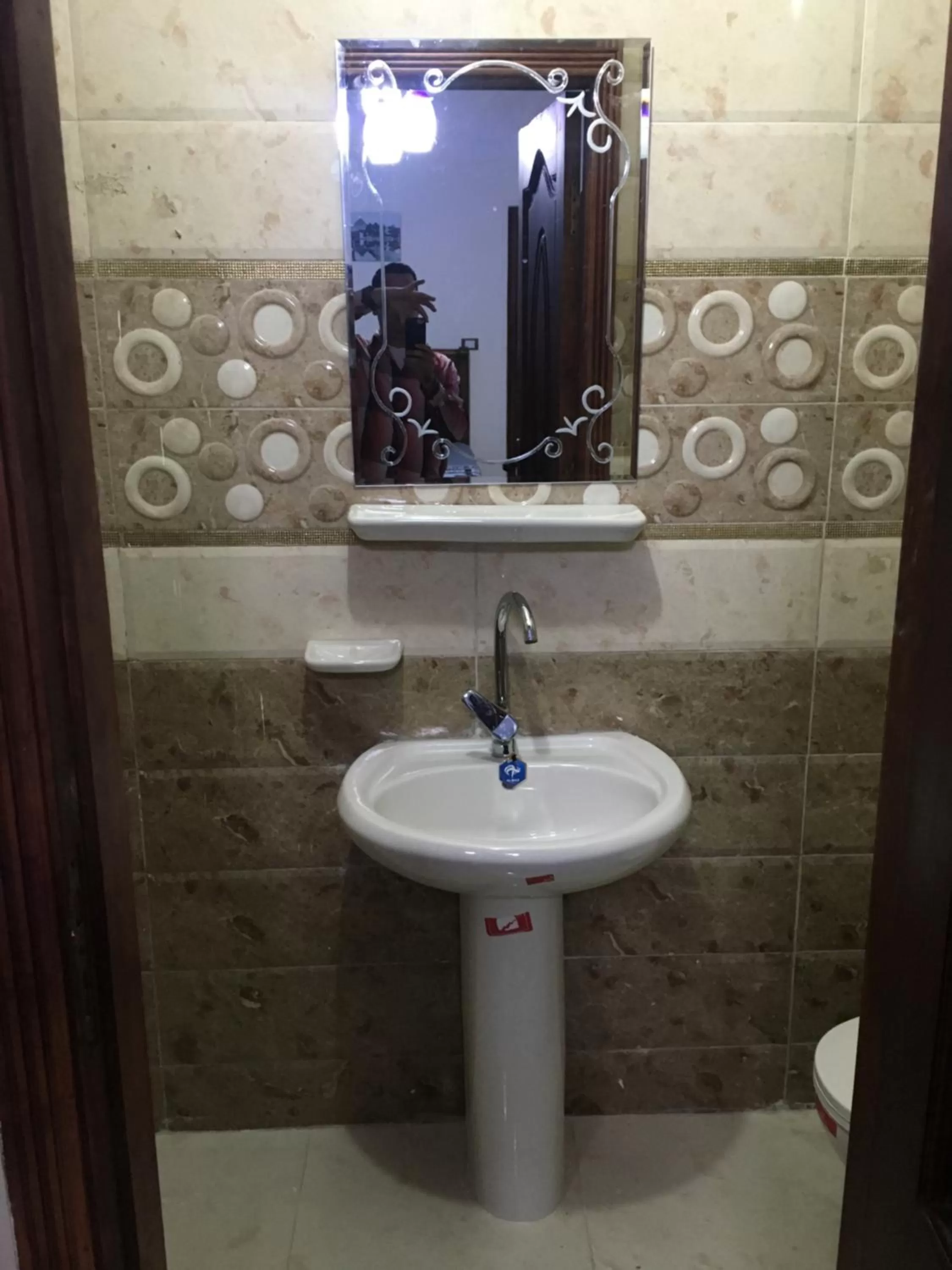 Bathroom in Sphinx palace pyramids view