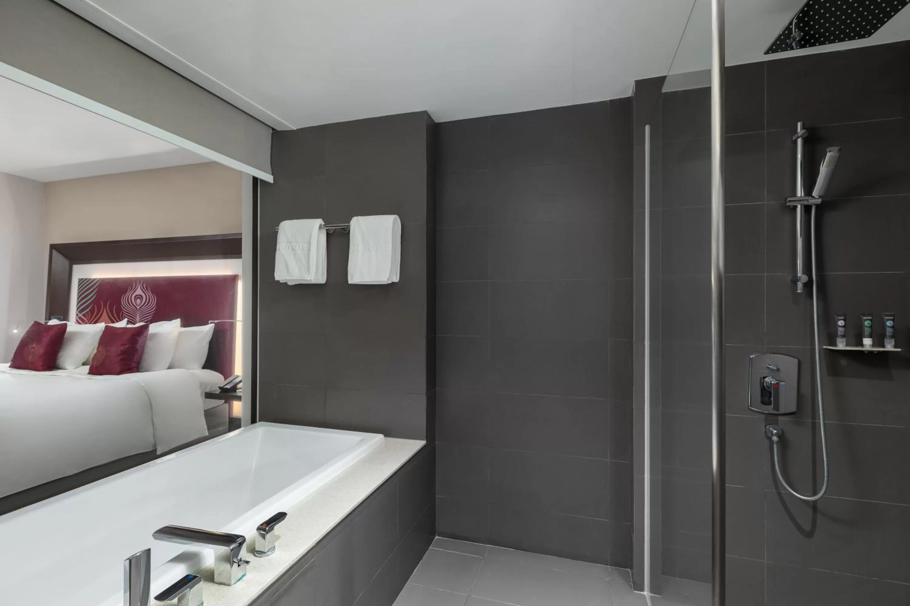 Bathroom, Bed in Novotel Yangon Max