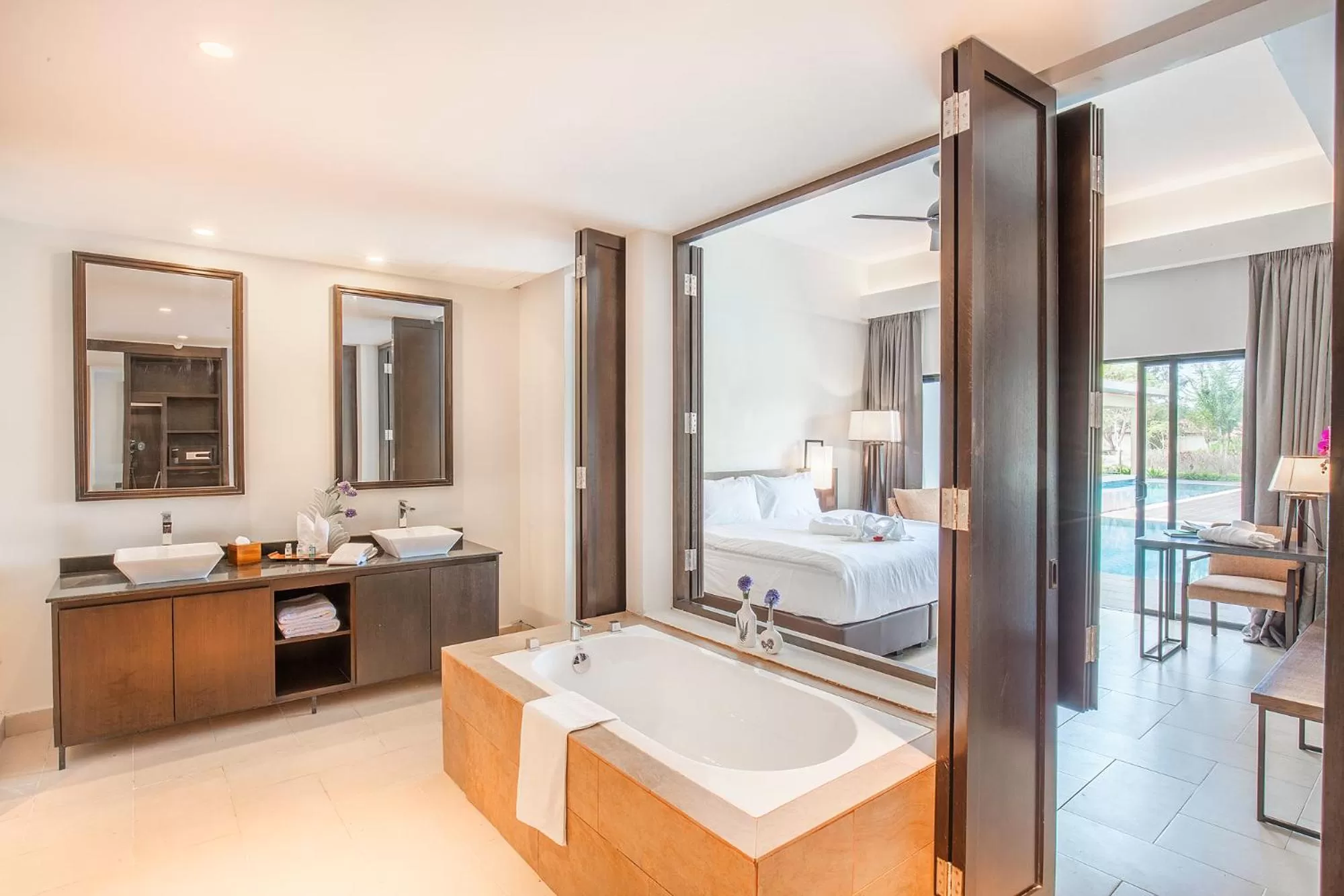 Bathroom, Bed in Camar Resort Langkawi