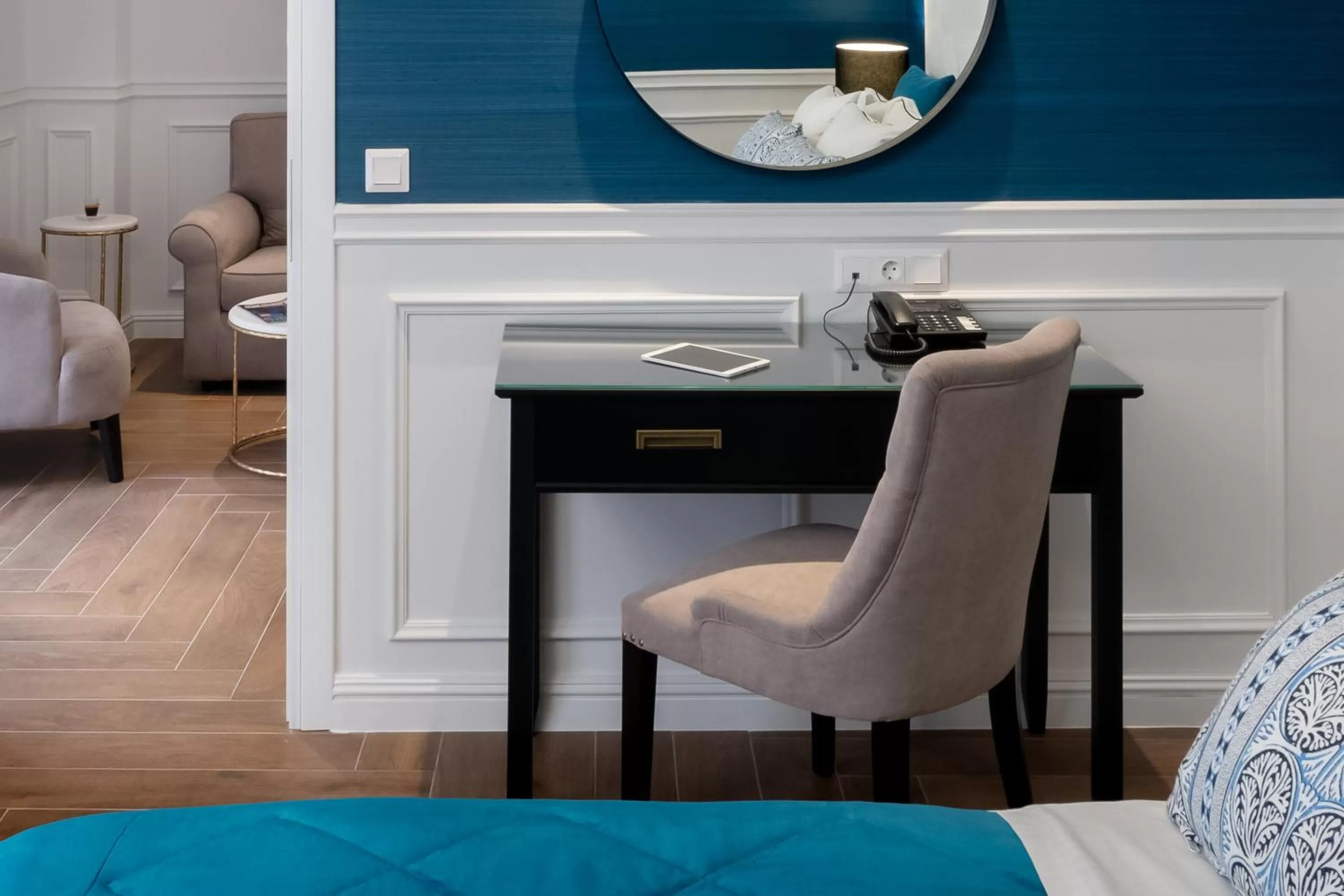 Seating area, Bed in Evripidou Suites