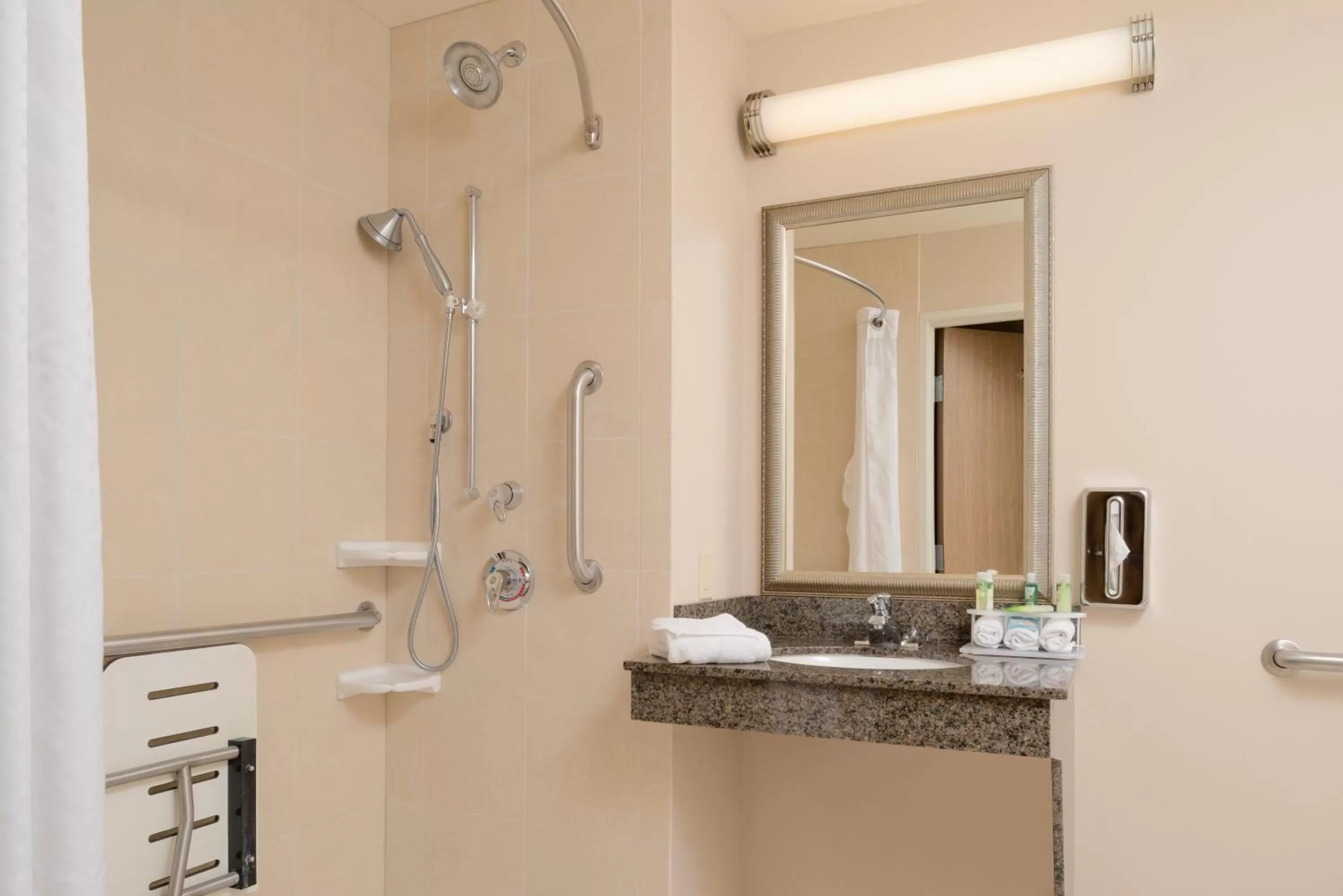 Suite with Two Queen Beds and Mobility Accessible Roll-In Shower in Holiday Inn Express Hotel & Suites North Sequim, an IHG Hotel
