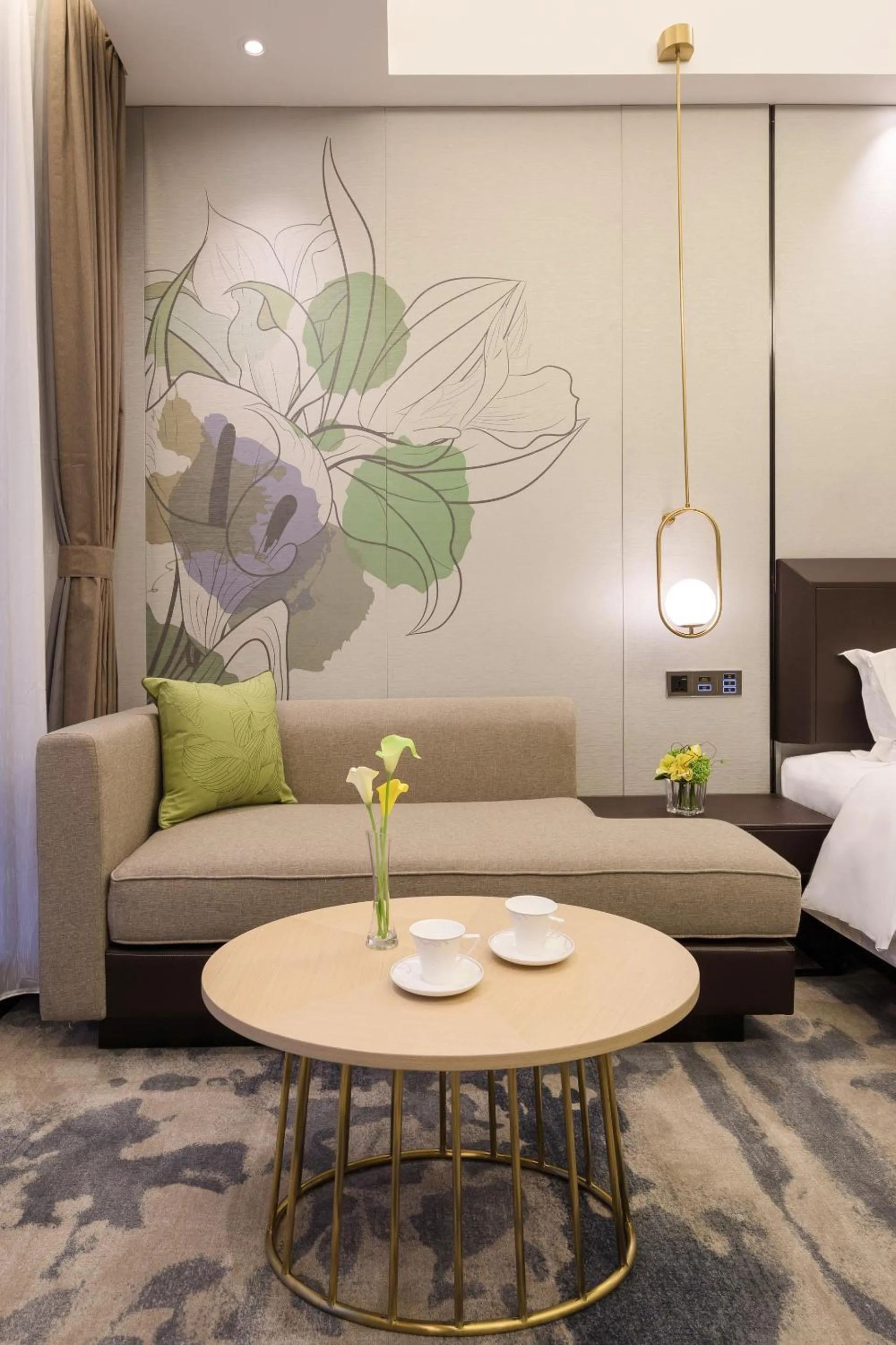 Seating area, Bed in Buddy Hotel-Free Shuttle to Canton Fair Complex during Canton Fair Period