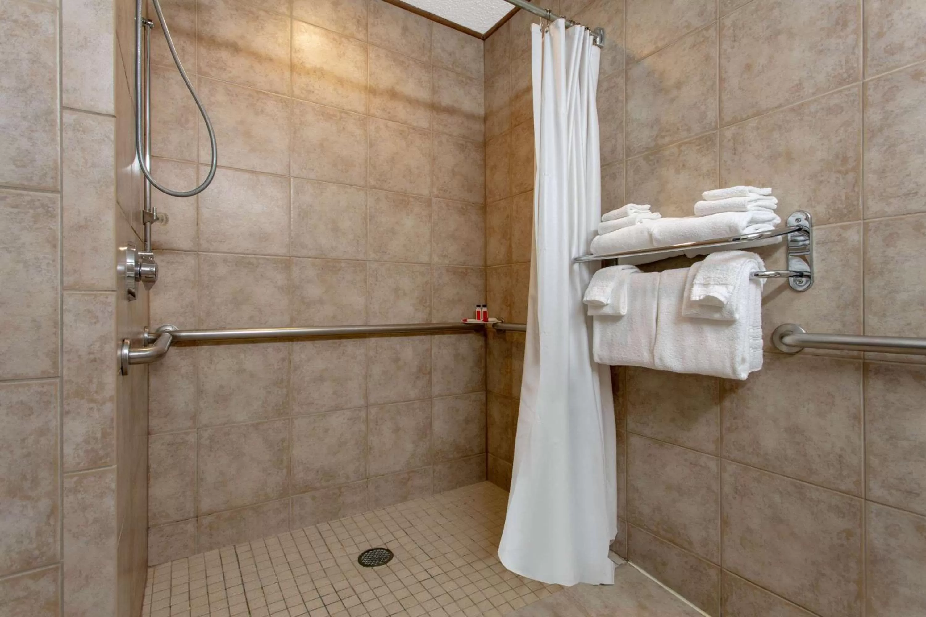 Shower in Microtel Inn & Suites by Wyndham Lillington/Campbell University