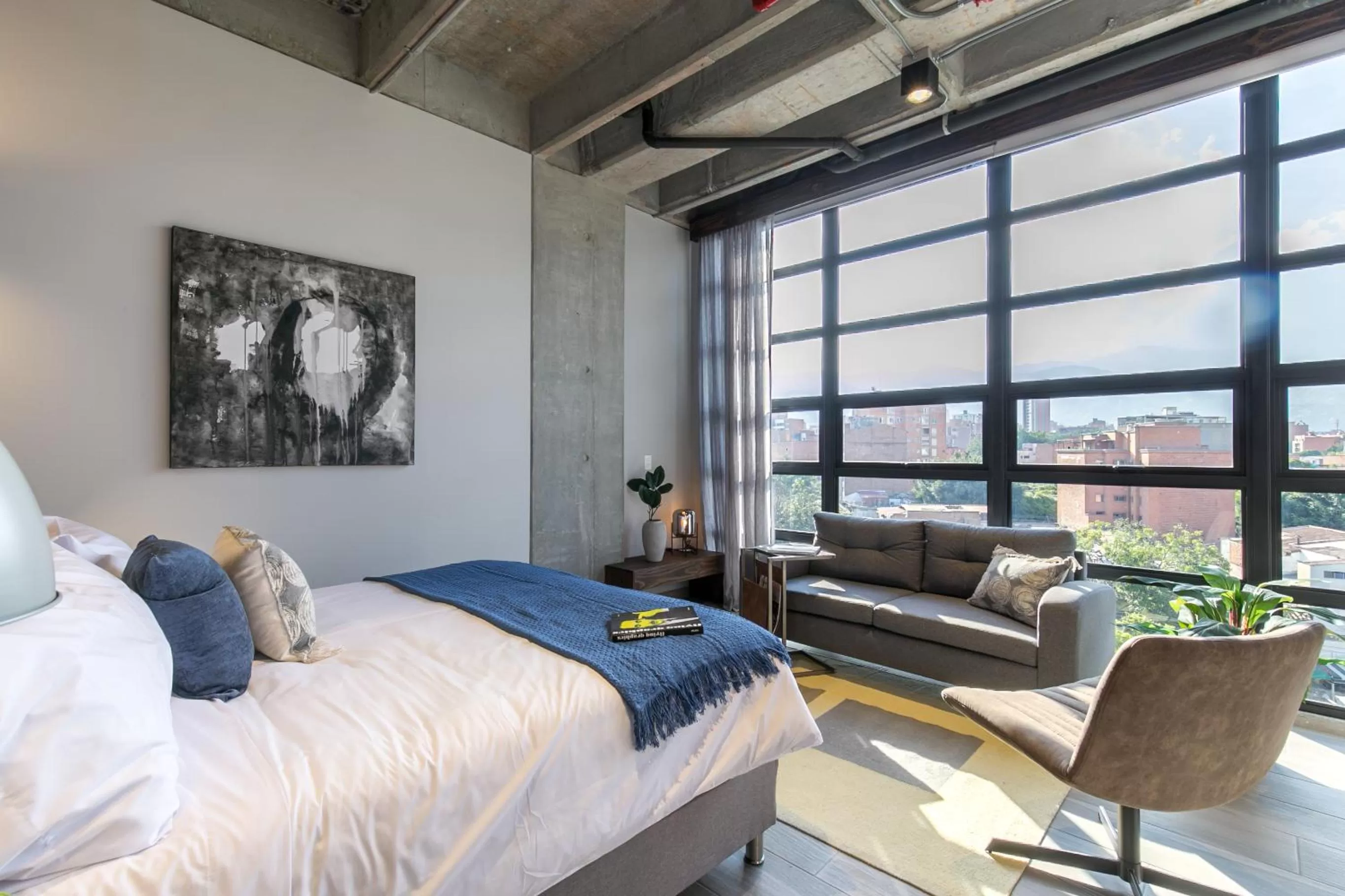 Bed in Factory Lofts Hotel