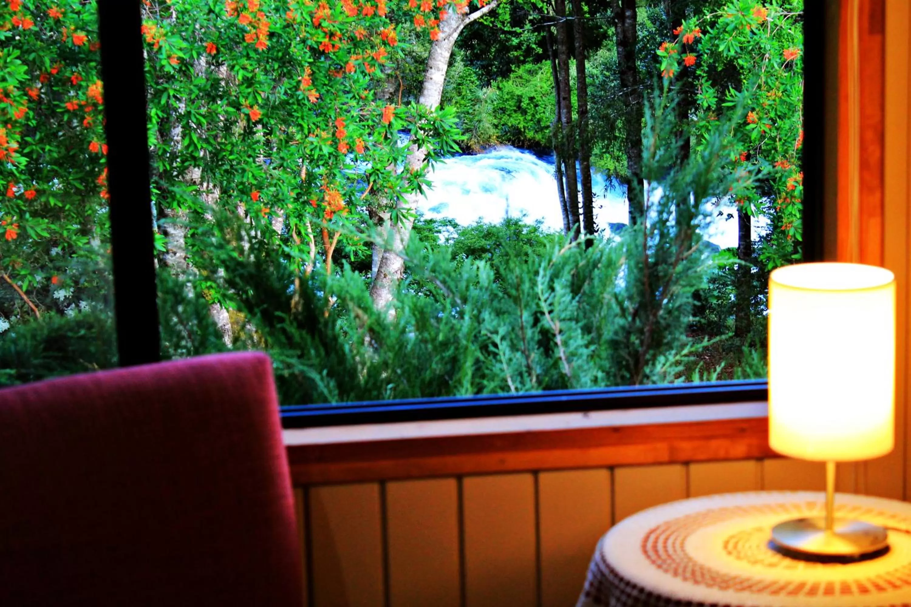 River view, Balcony/Terrace in Hotel Salto del Carileufu