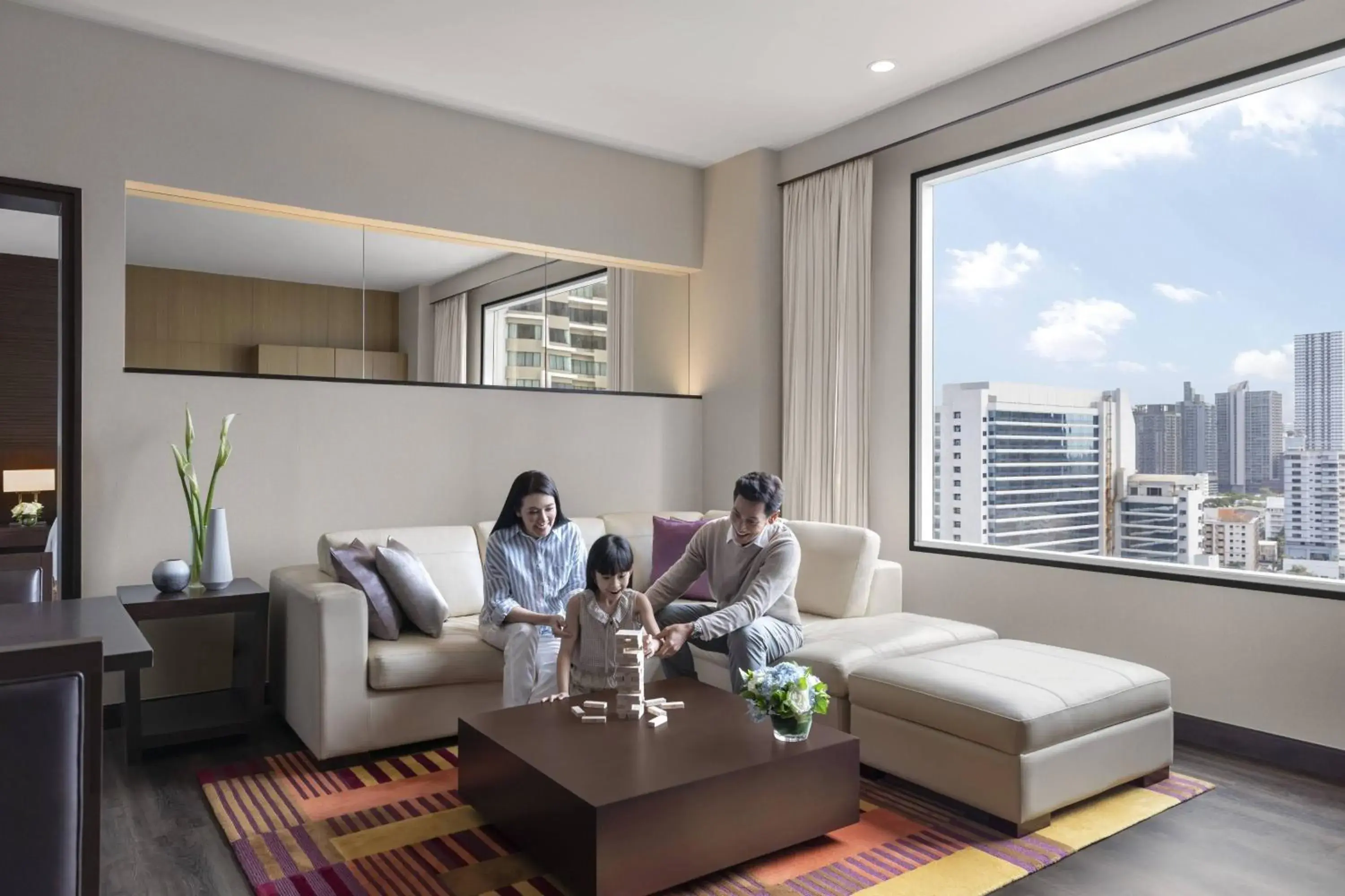 One-Bedroom Suite with a King Bed or Two Single Beds and City View in Marriott Executive Apartments Sukhumvit Park One-Bedroom Suite with a King Bed or Two Single Beds and City View in Marriott Executive Apartments Sukhumvit Park