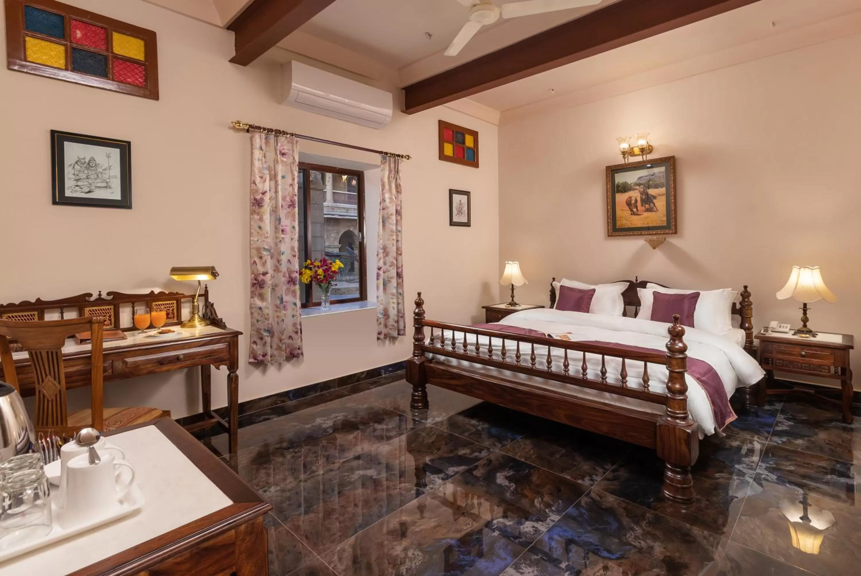 Bed in WelcomHeritage Mohangarh Fort