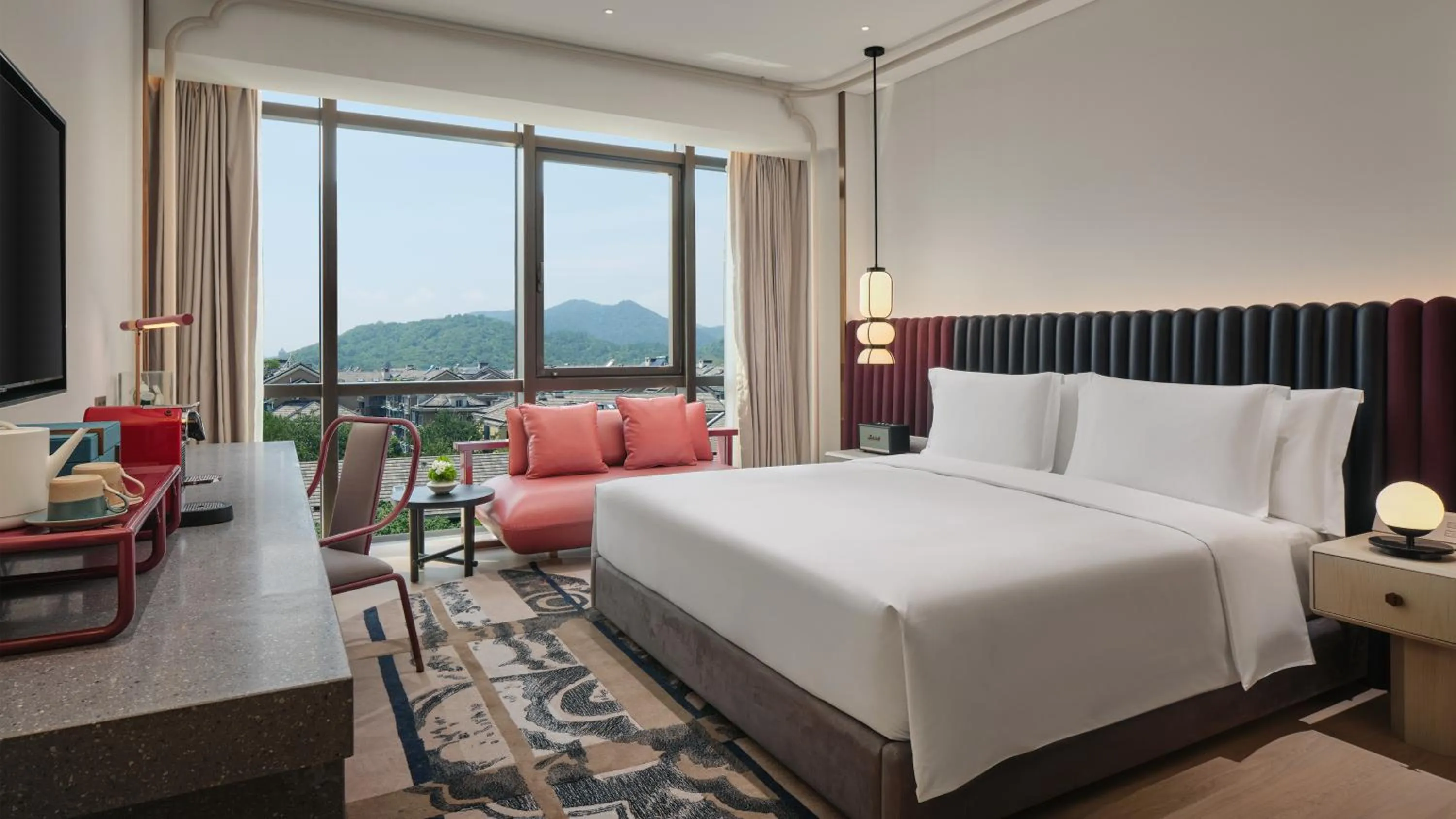 Photo of the whole room, Bed in Hotel Indigo Hangzhou Uptown,Close to Westlake , boutique design hotel with freeflow minibar