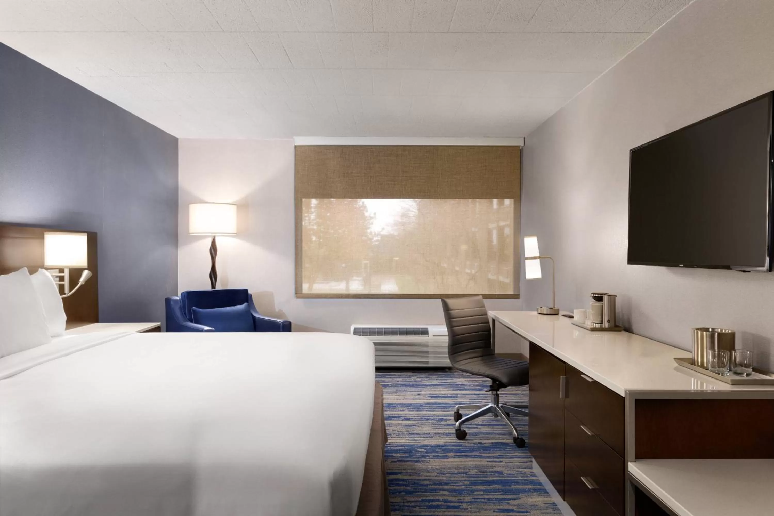 Guest room with a King bed in Skyline Hotel Detroit Airport, SureStay Collection by Best Western