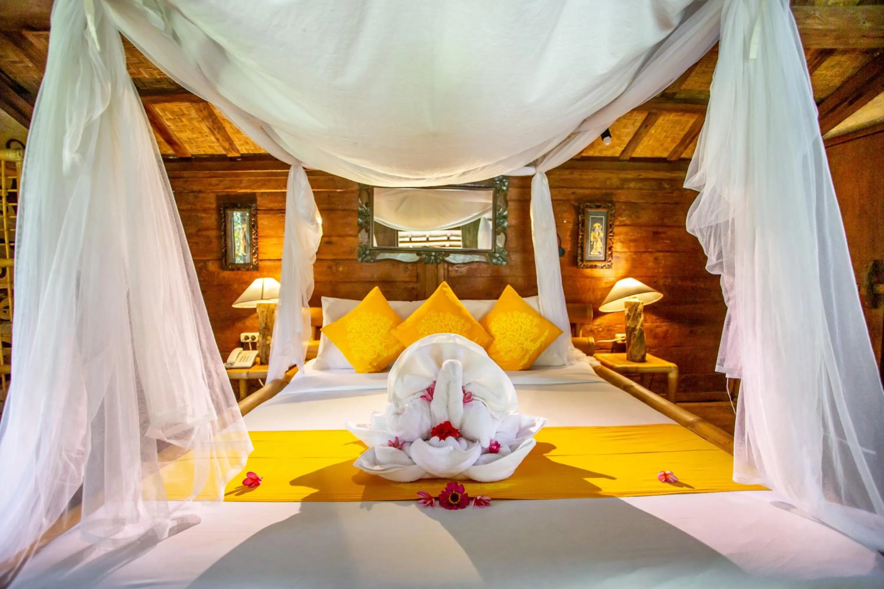 Bed in Swasti Eco Cottages