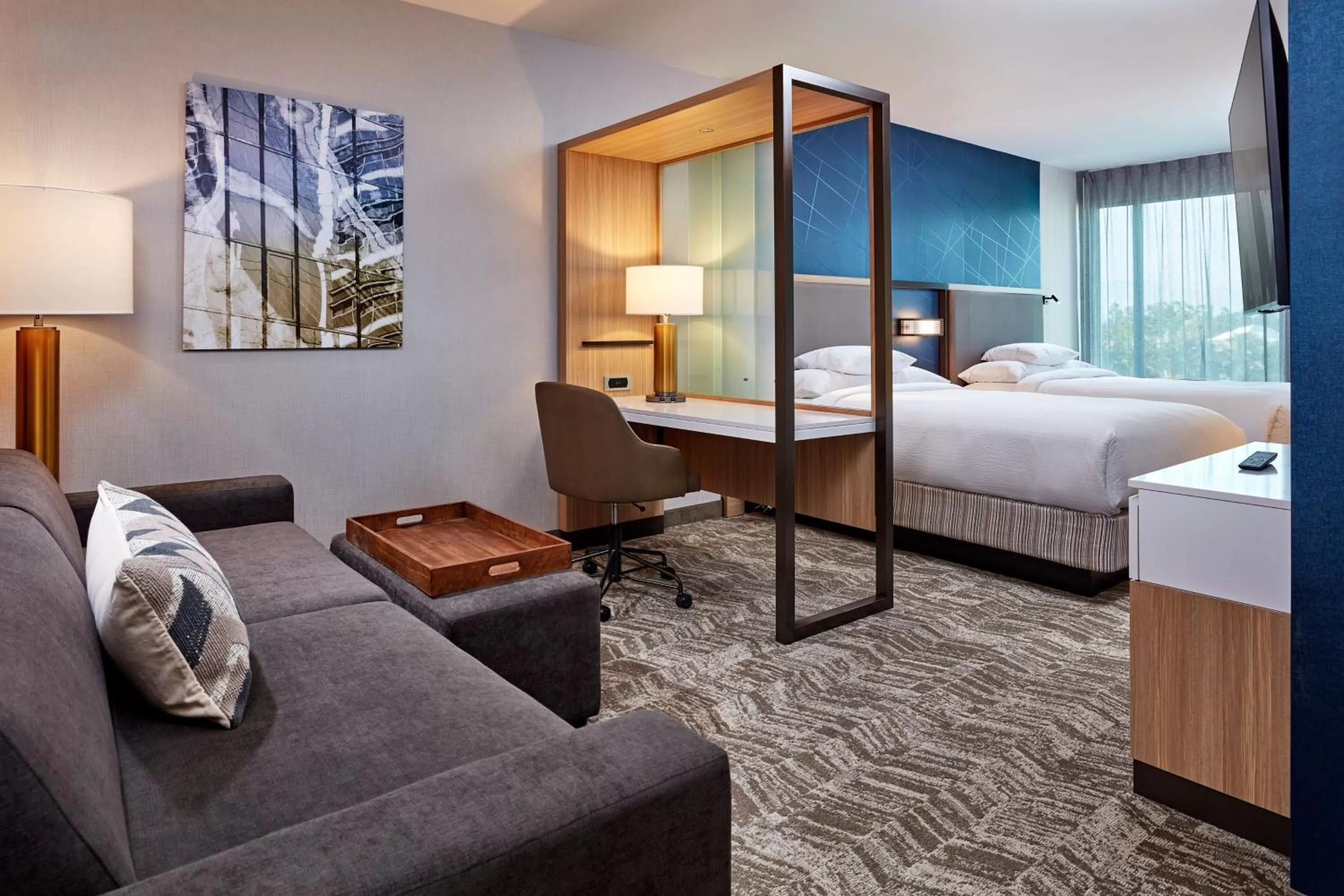 Living room, Bed in SpringHill Suites by Marriott Los Angeles Downey