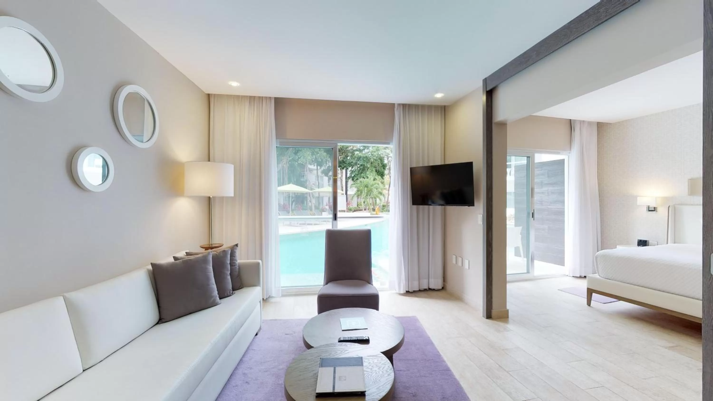 Living room, Bed in The Fives Beach Hotel & Residences - All Senses Inclusive
