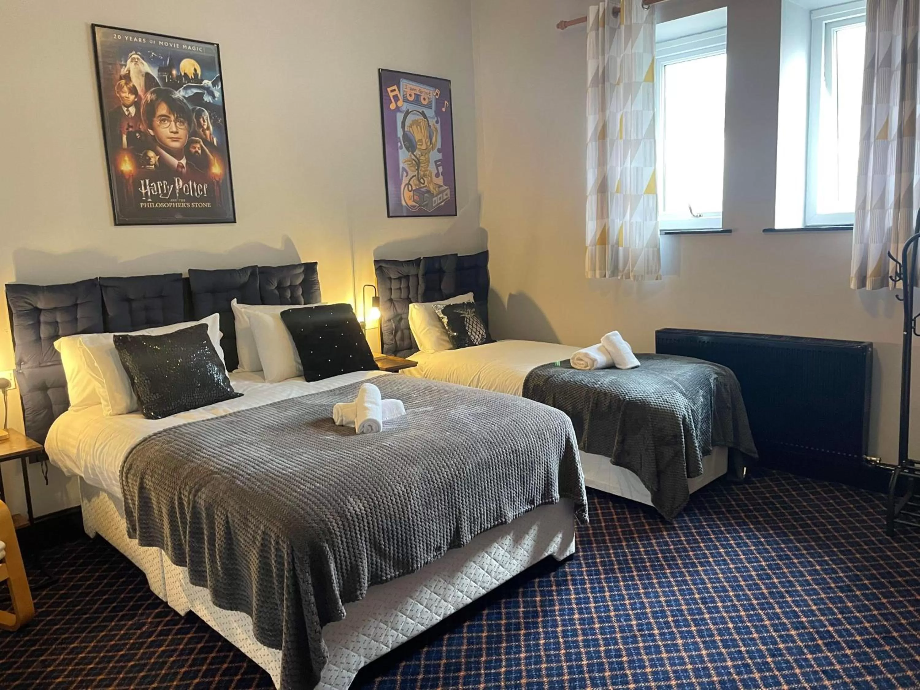 Bed in Bay view rooms at Mentone Hotel