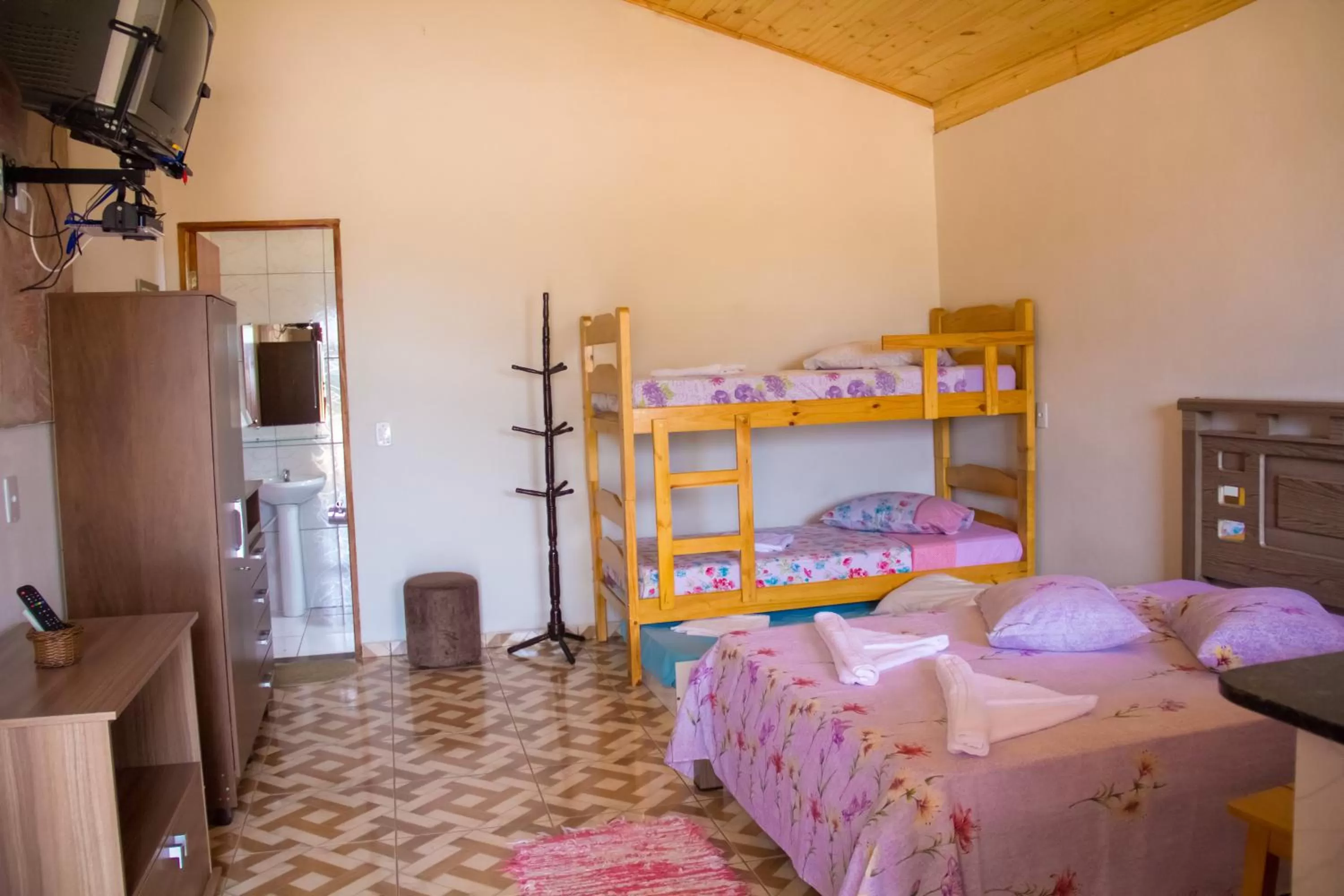 Bed in Pousada e Chales Por do Sol