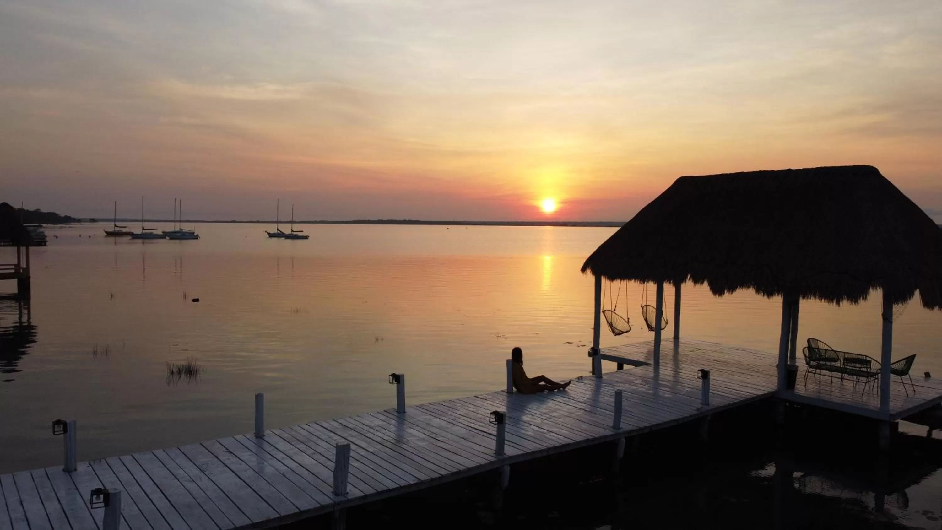 Sunset in Royal Palm Bacalar Cabañas & Lagoon Club